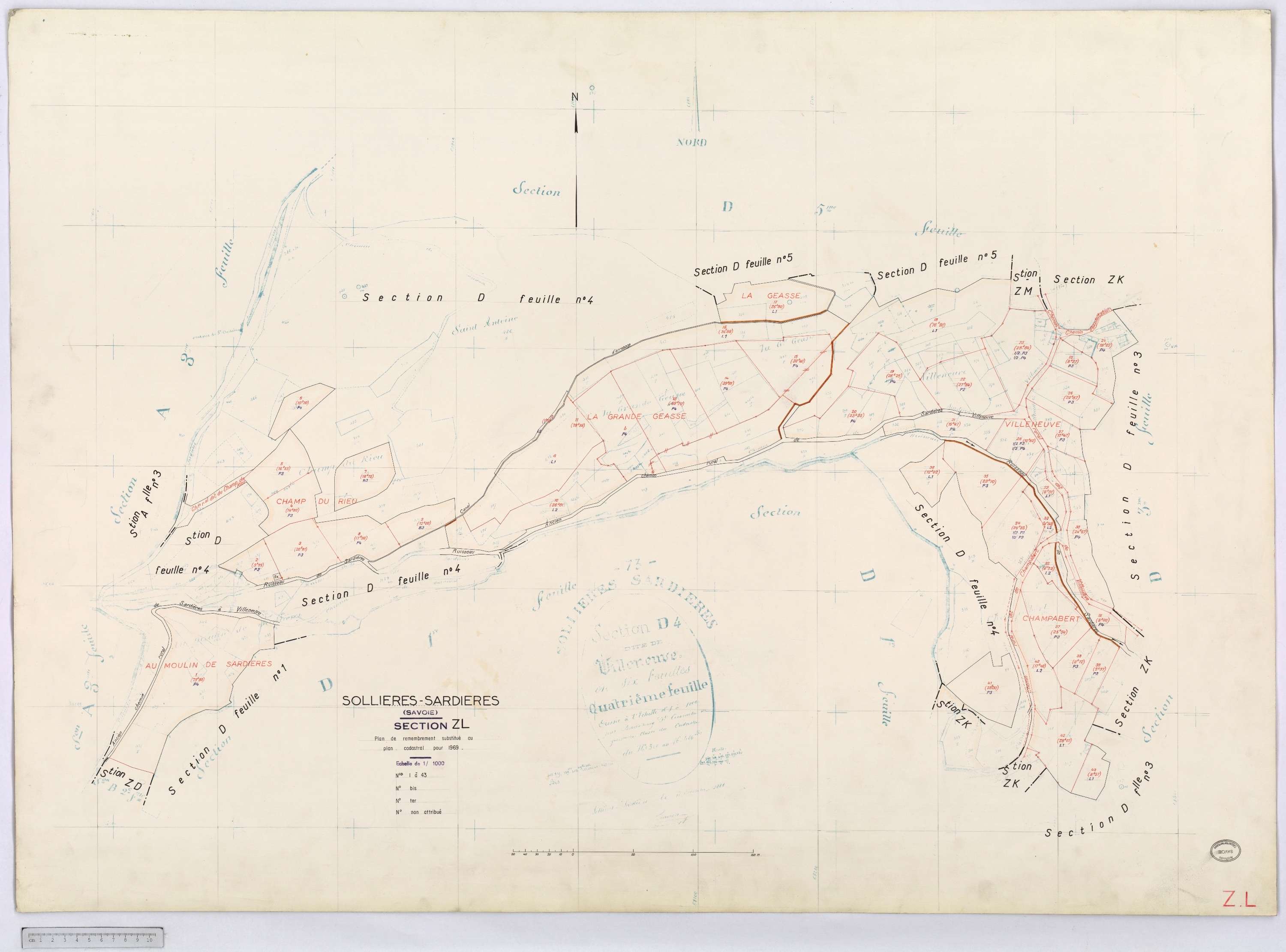 Sollières-Sardières - Cadastre remembré (1969).