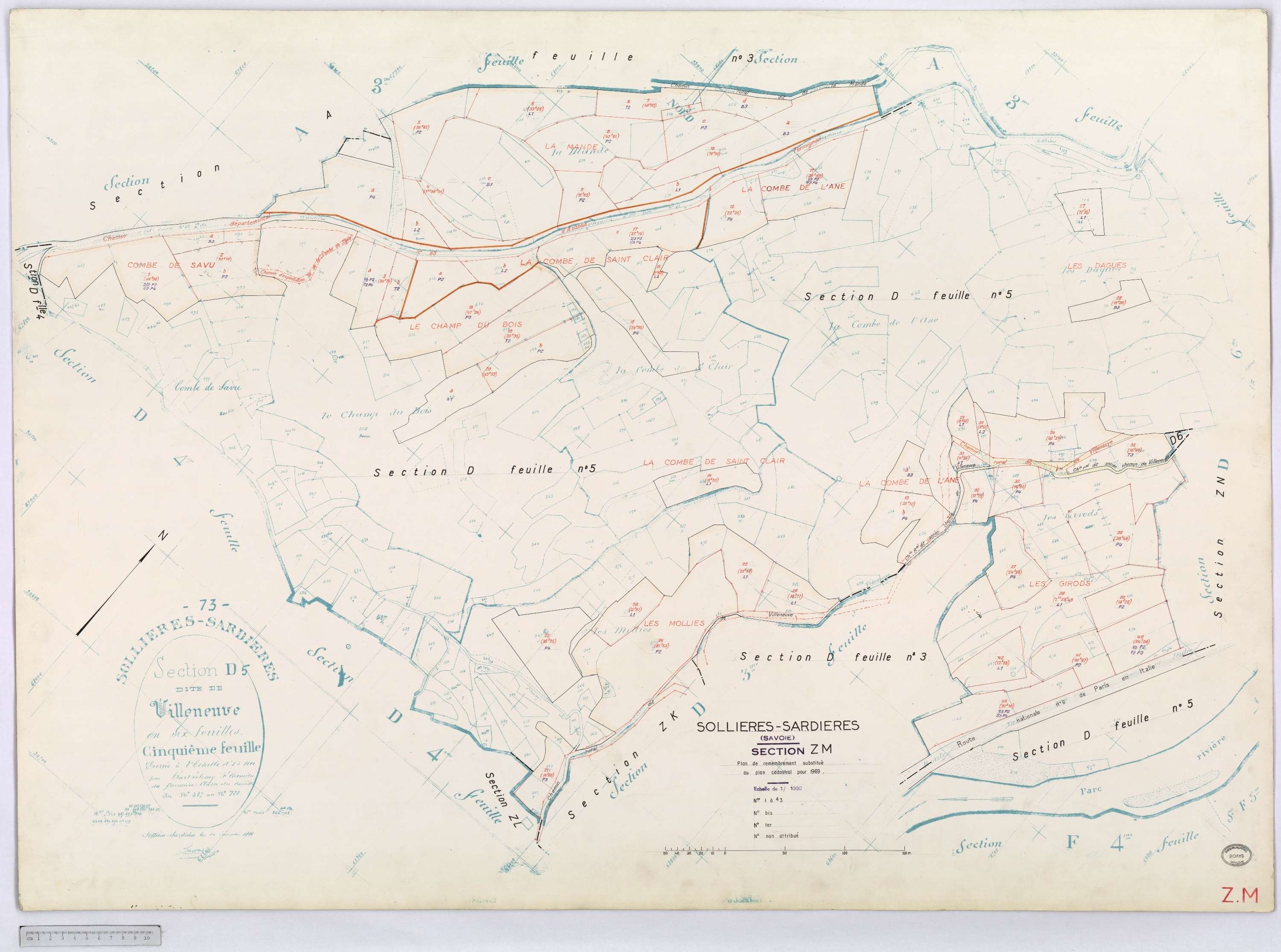 Sollières-Sardières - Cadastre remembré (1969).