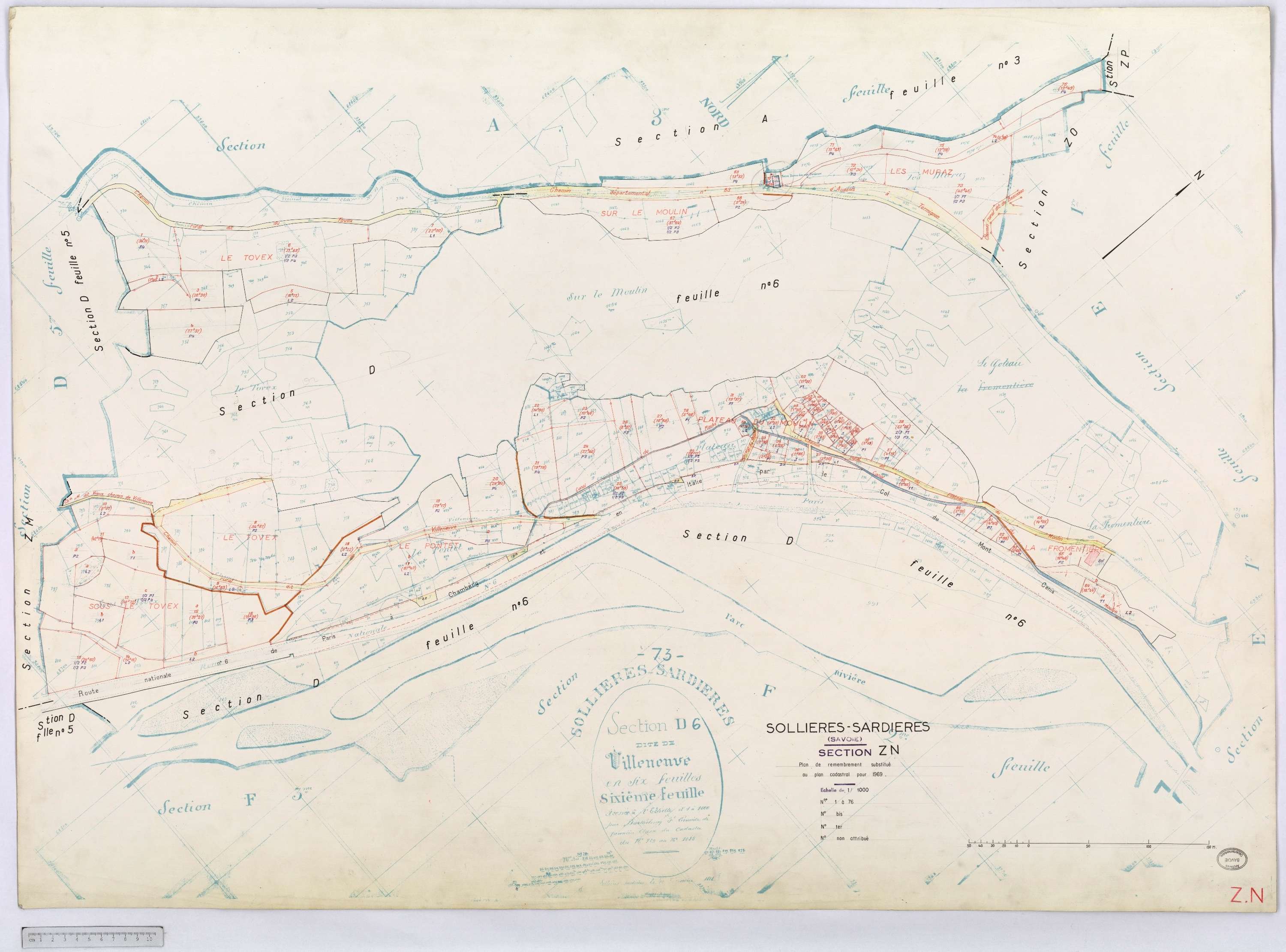 Sollières-Sardières - Cadastre remembré (1969).