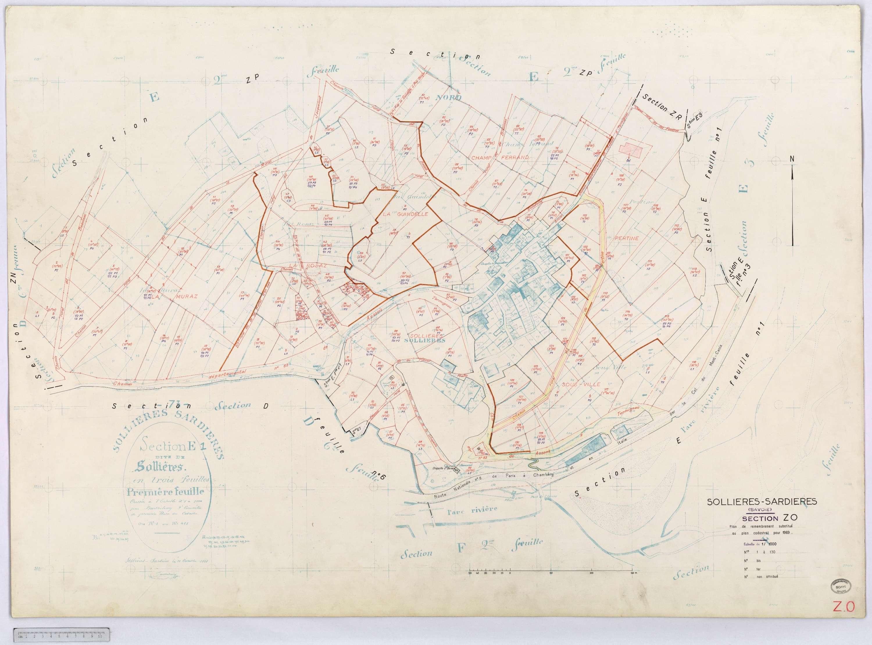 Sollières-Sardières - Cadastre remembré (1969).