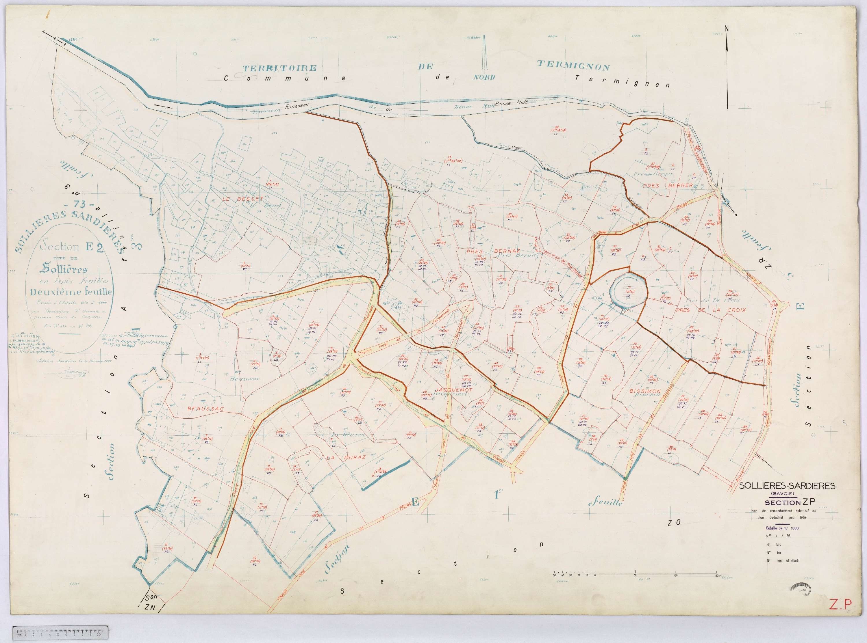 Sollières-Sardières - Cadastre remembré (1969).