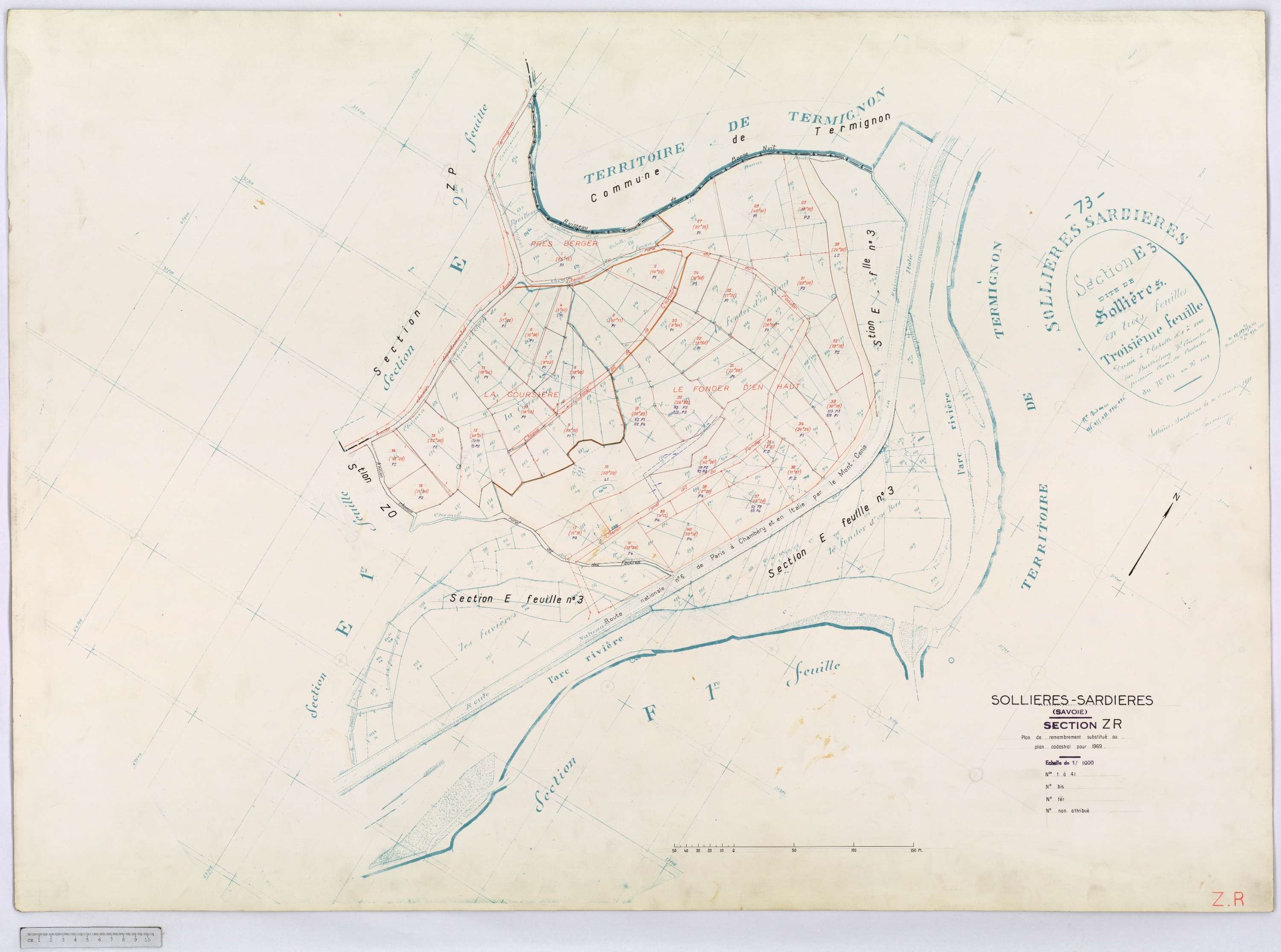Sollières-Sardières - Cadastre remembré (1969).
