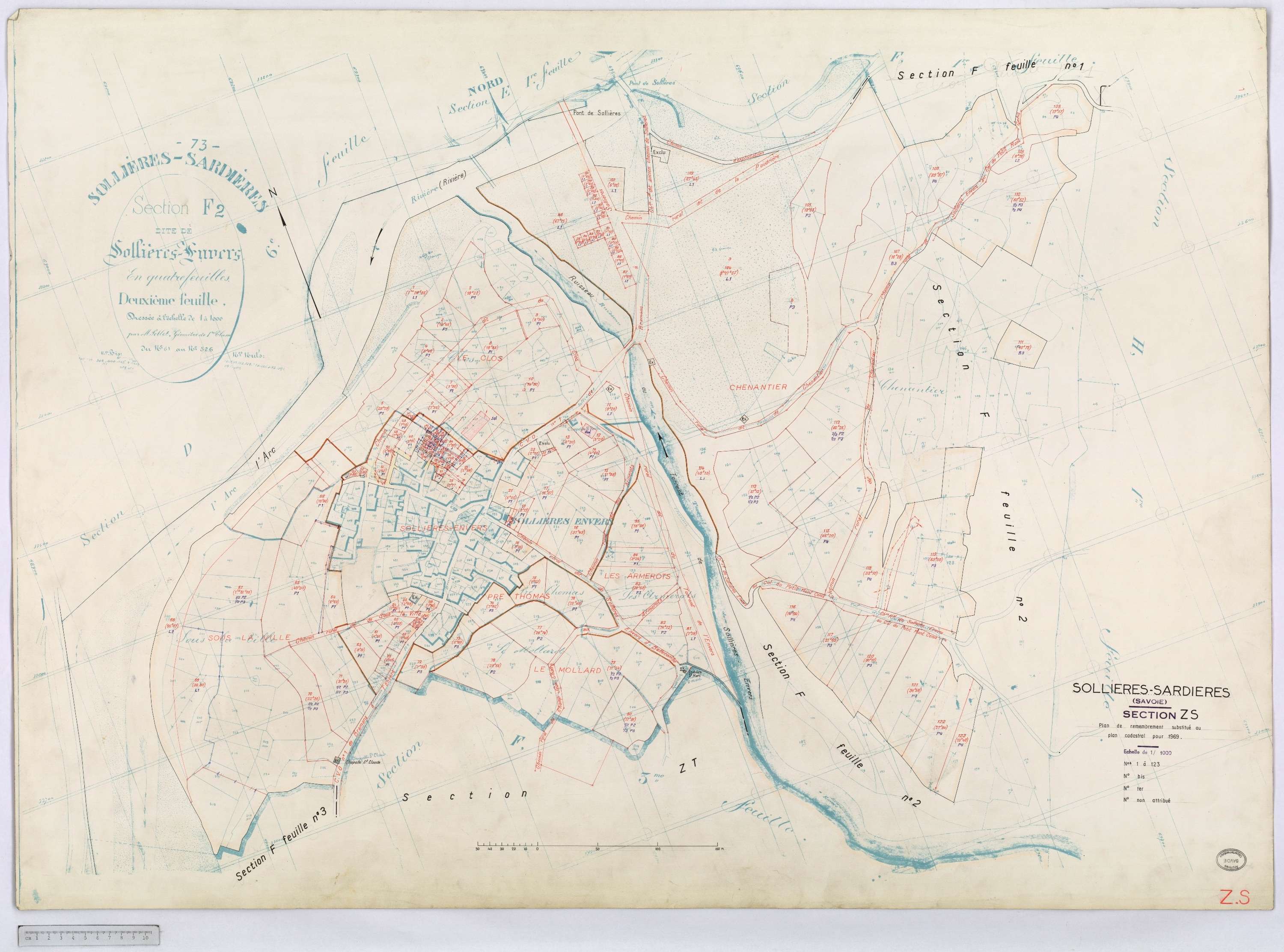 Sollières-Sardières - Cadastre remembré (1969).