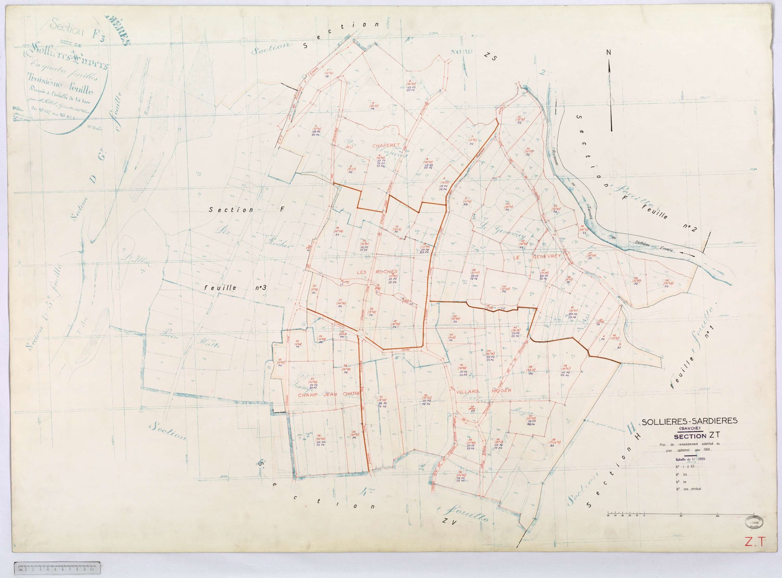 Sollières-Sardières - Cadastre remembré (1969).