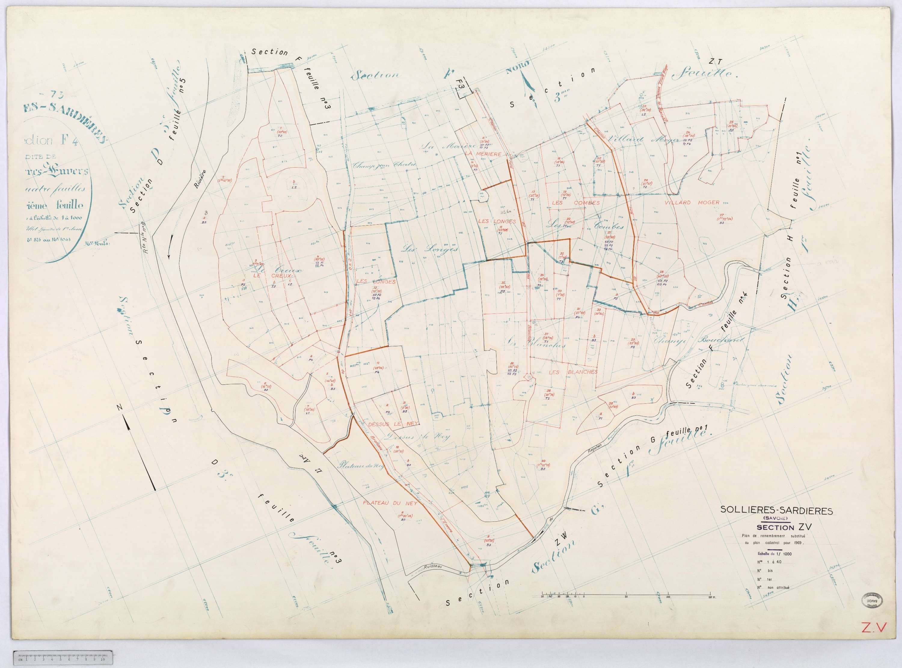 Sollières-Sardières - Cadastre remembré (1969).