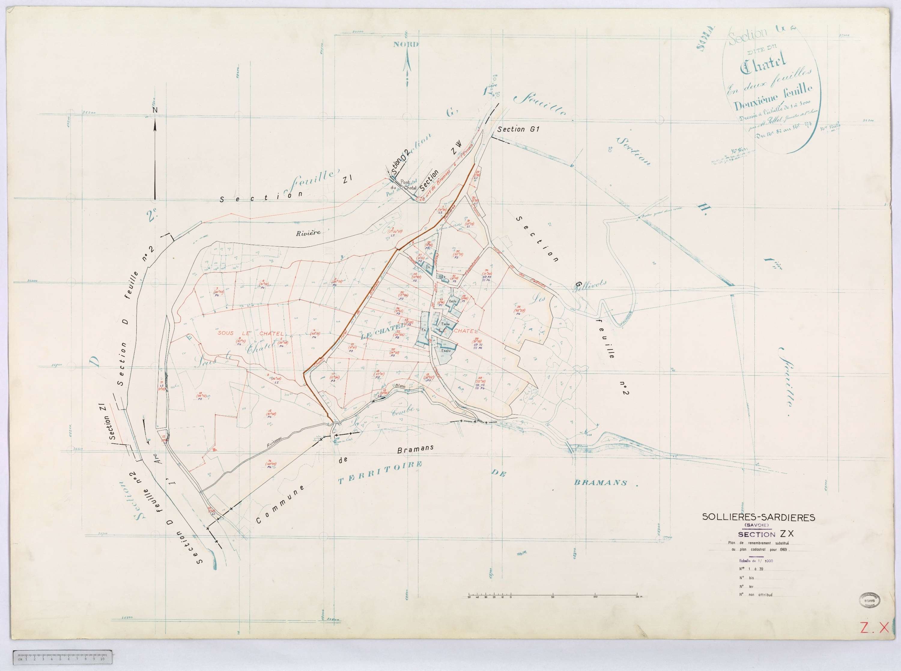 Sollières-Sardières - Cadastre remembré (1969).
