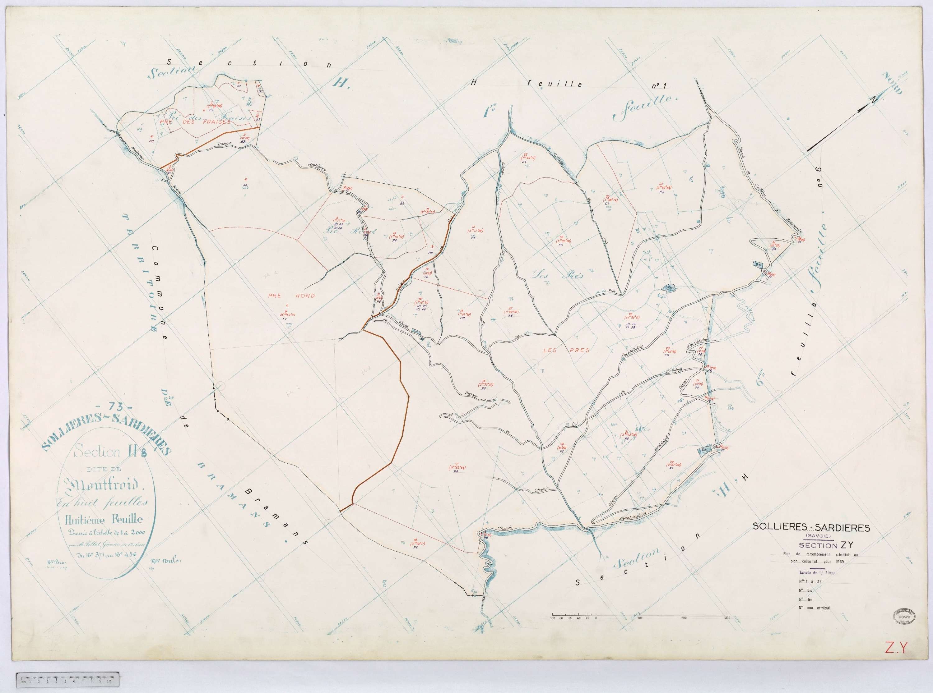 Sollières-Sardières - Cadastre remembré (1969).
