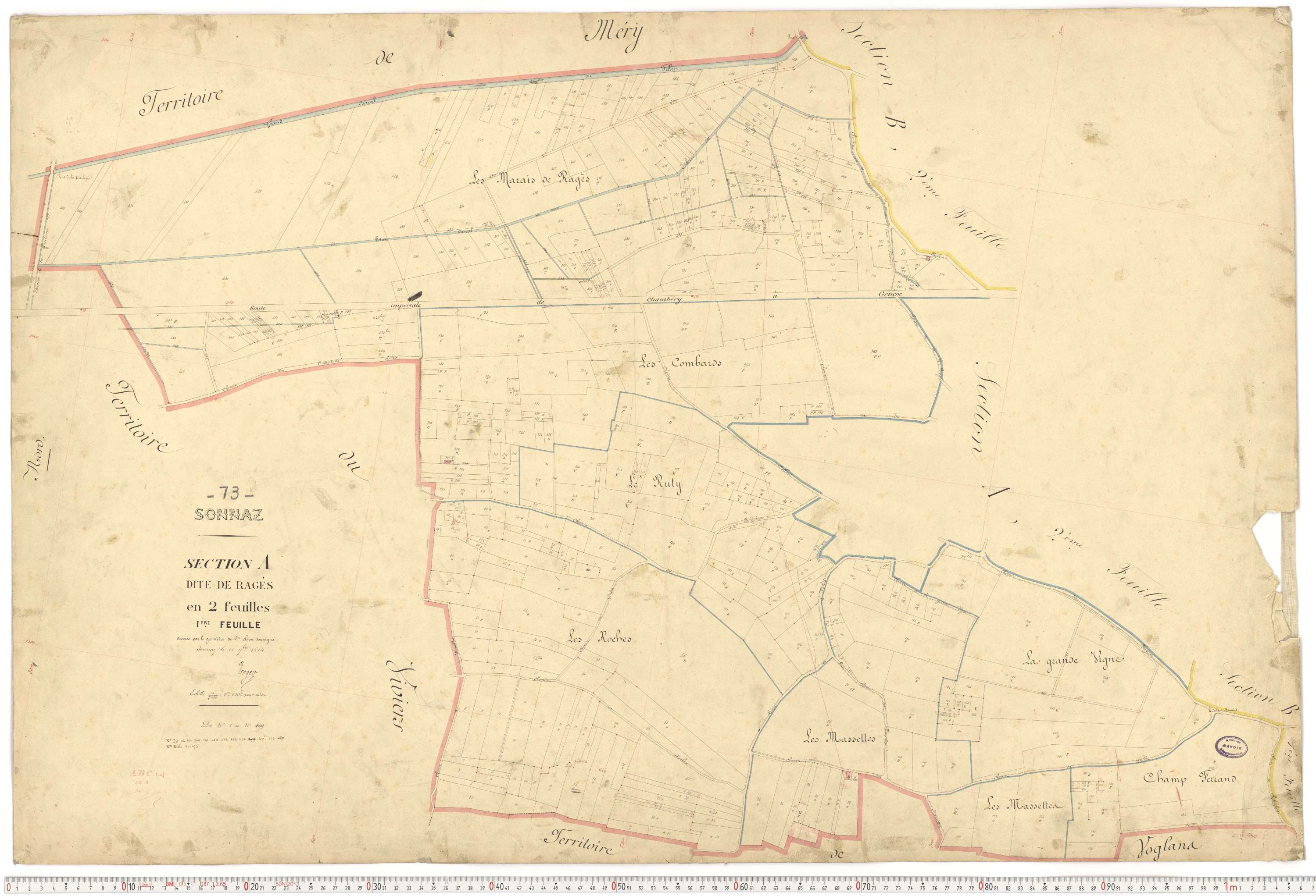 Sonnaz - Plans cadastraux du premier cadastre français.