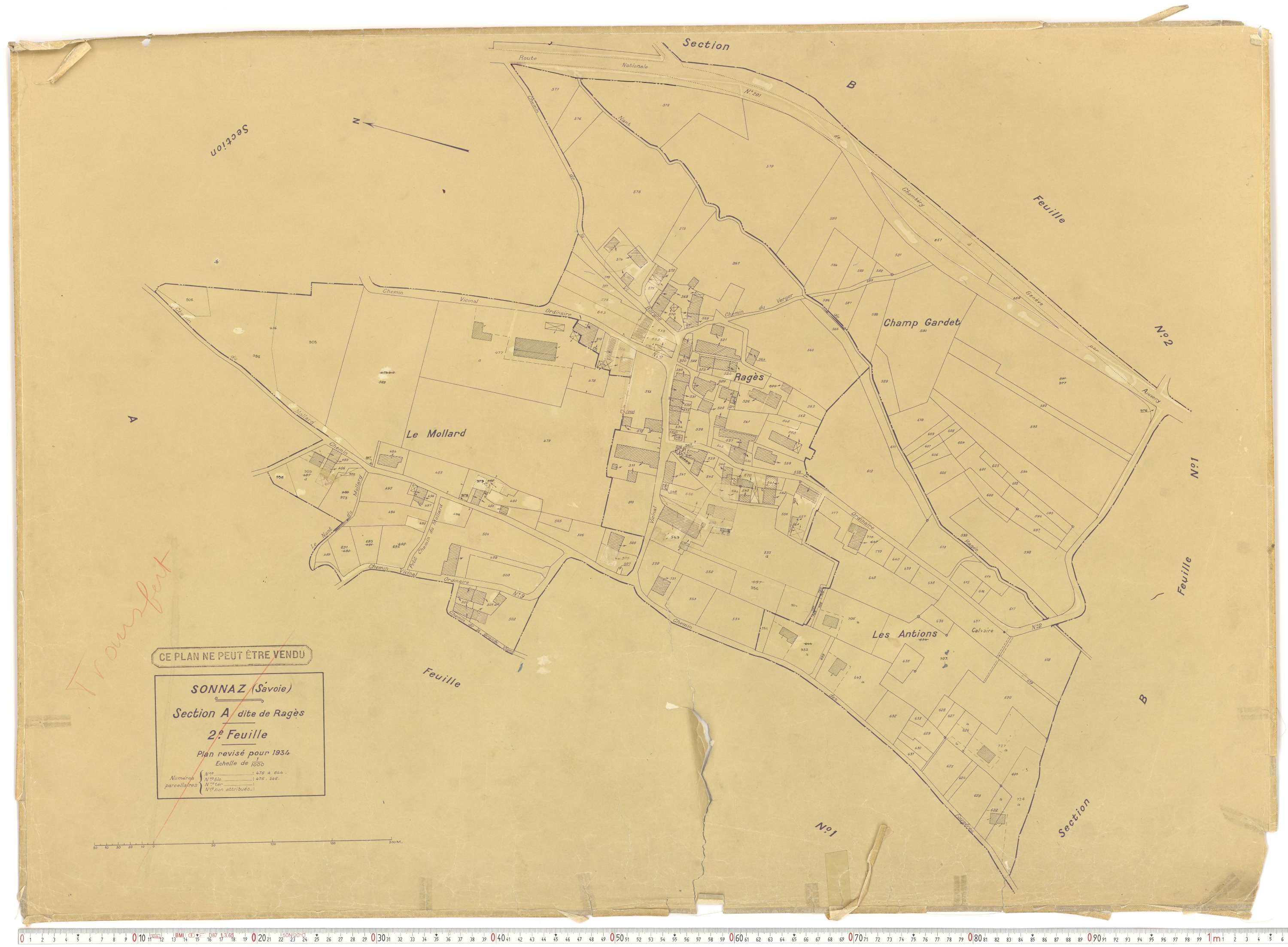 Sonnaz - Plans cadastraux du cadastre rénové.