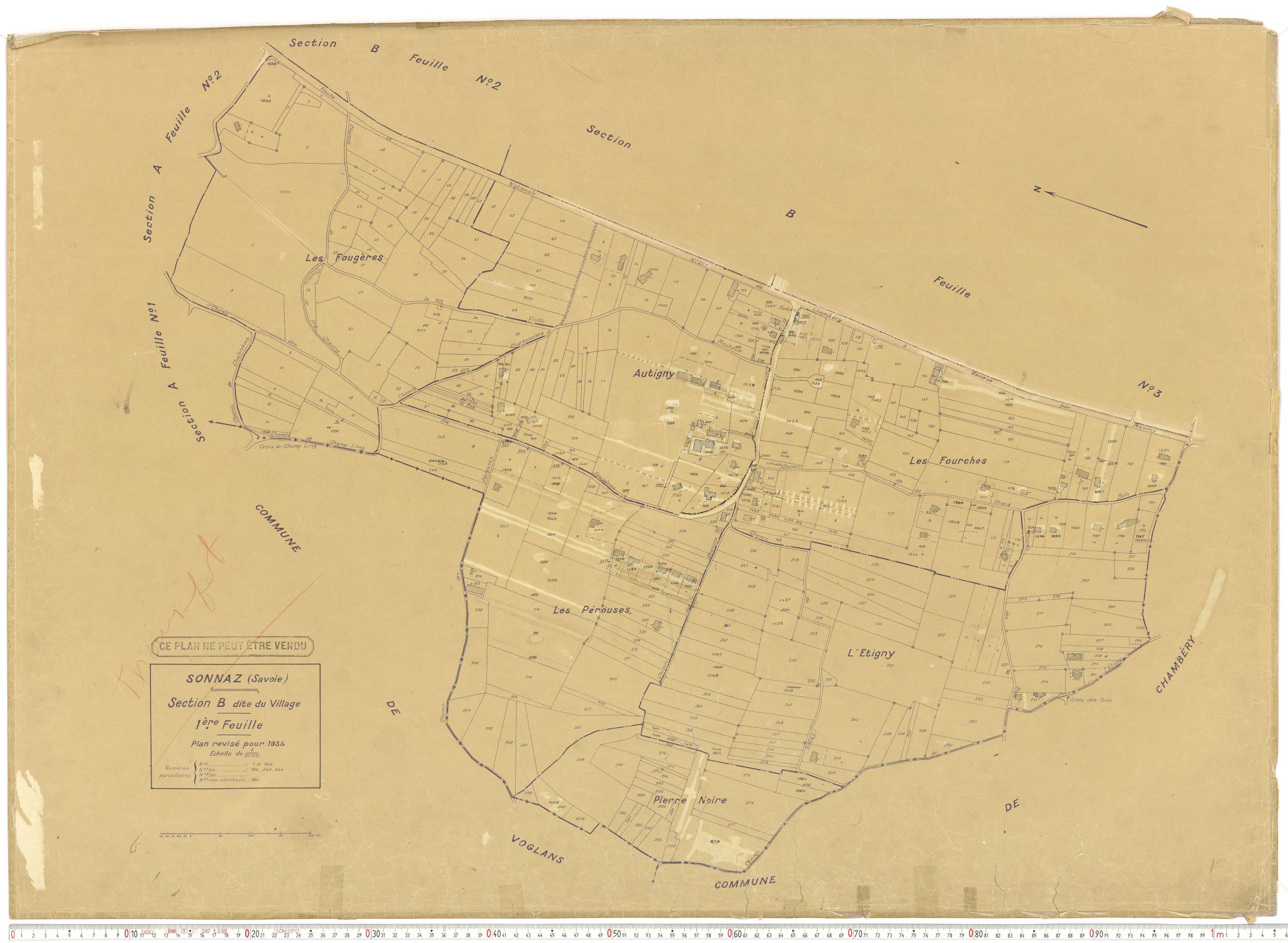 Sonnaz - Plans cadastraux du cadastre rénové.