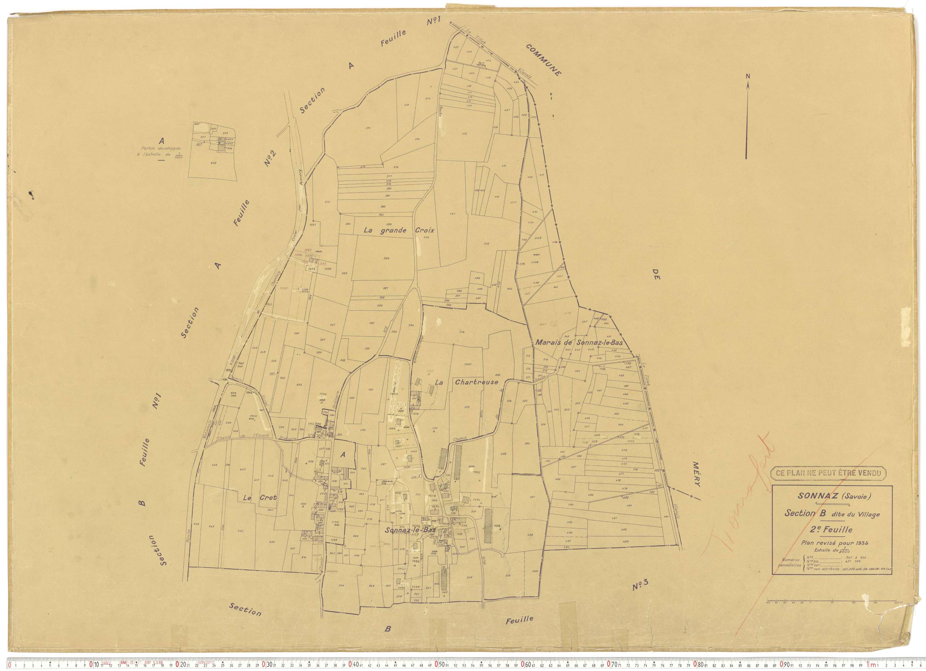 Sonnaz - Plans cadastraux du cadastre rénové.