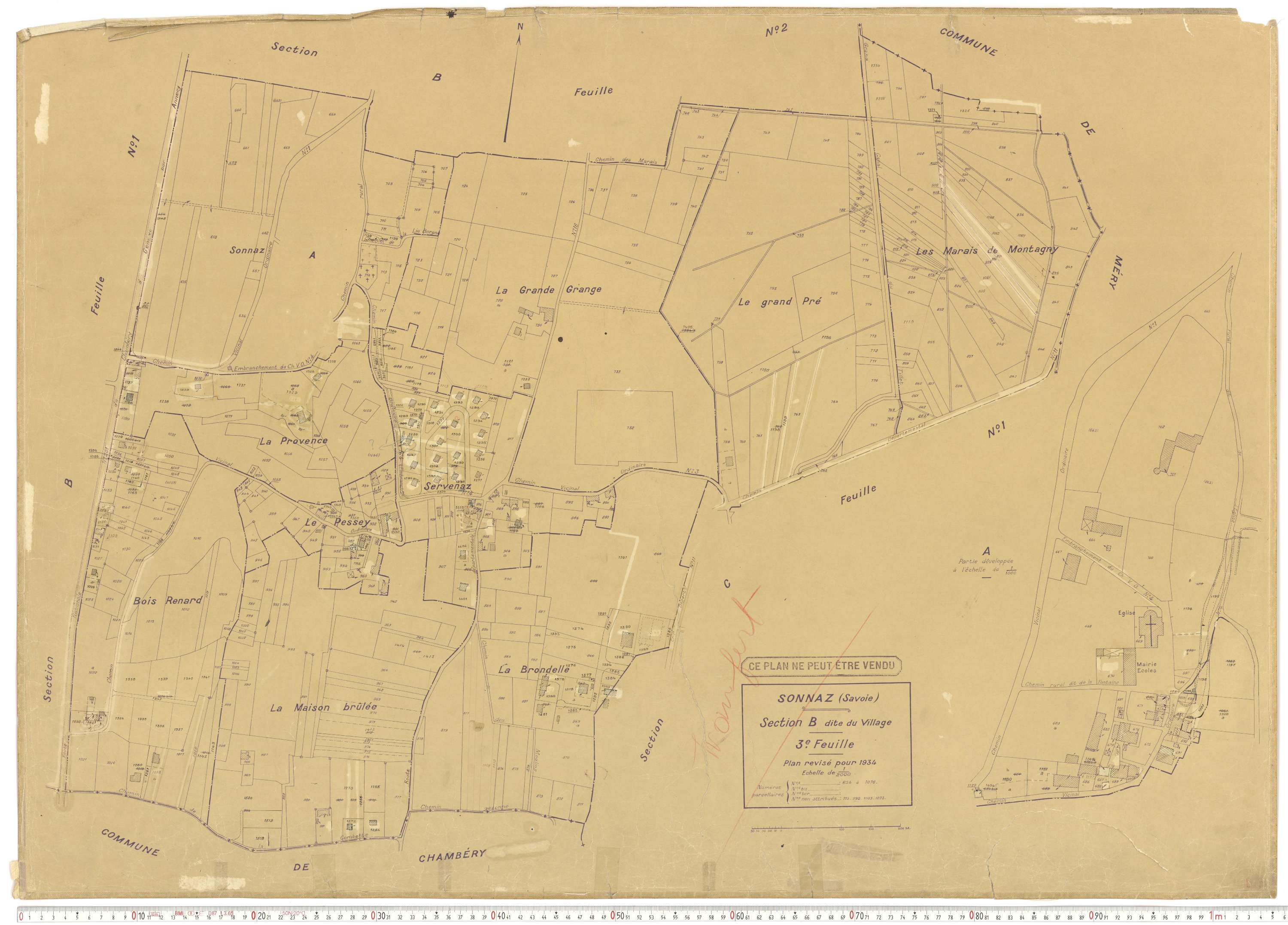 Sonnaz - Plans cadastraux du cadastre rénové.