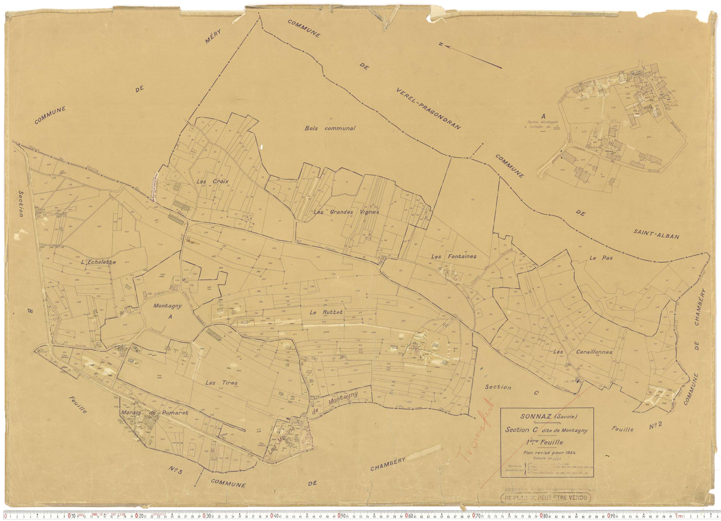 Sonnaz - Plans cadastraux du cadastre rénové.