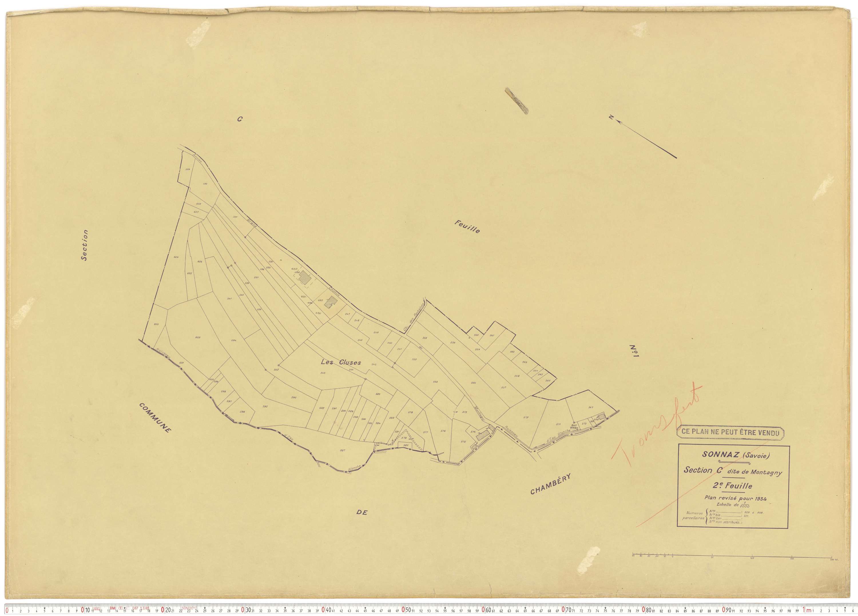 Sonnaz - Plans cadastraux du cadastre rénové.