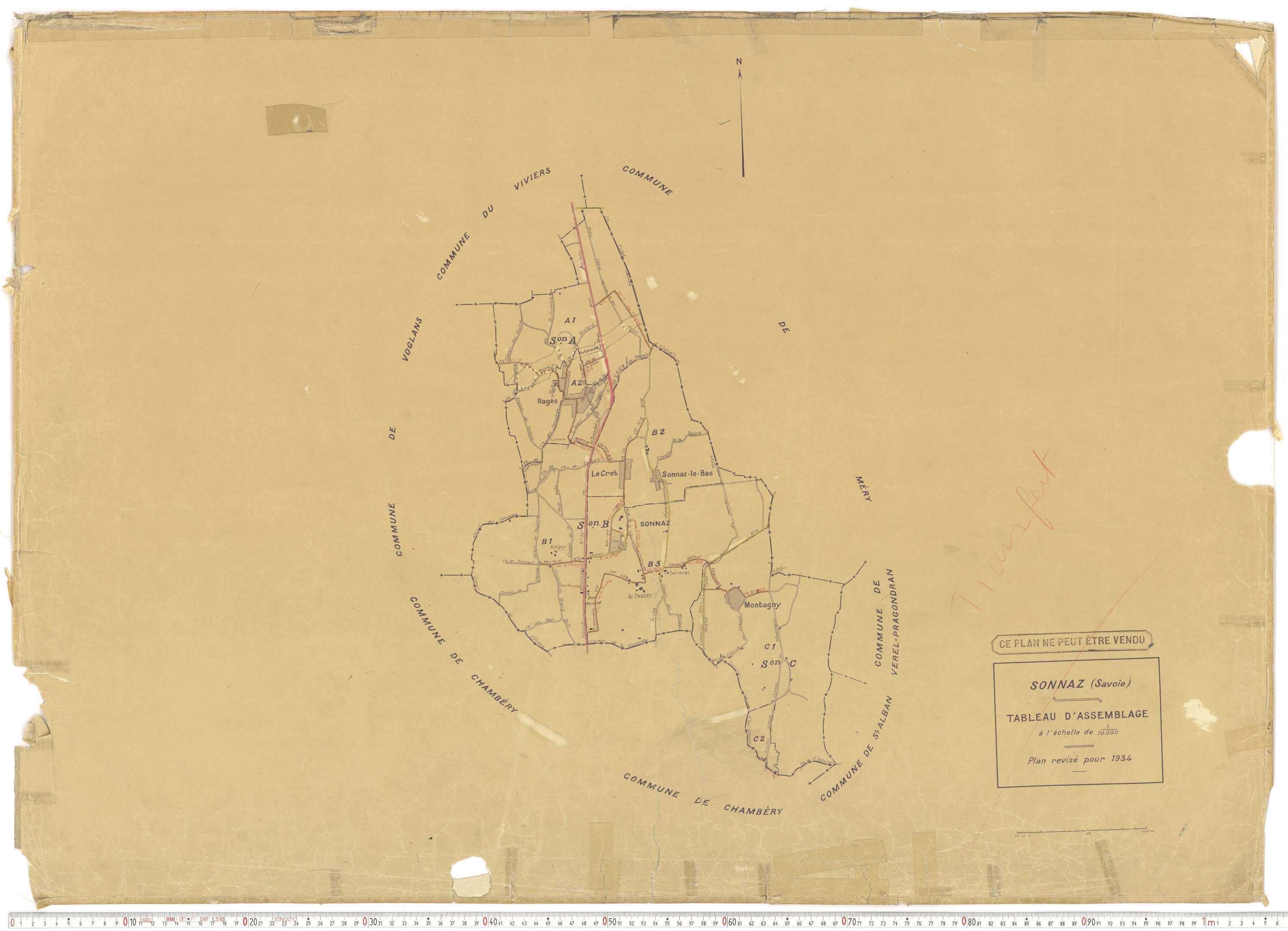 Sonnaz - Plans cadastraux du cadastre rénové.