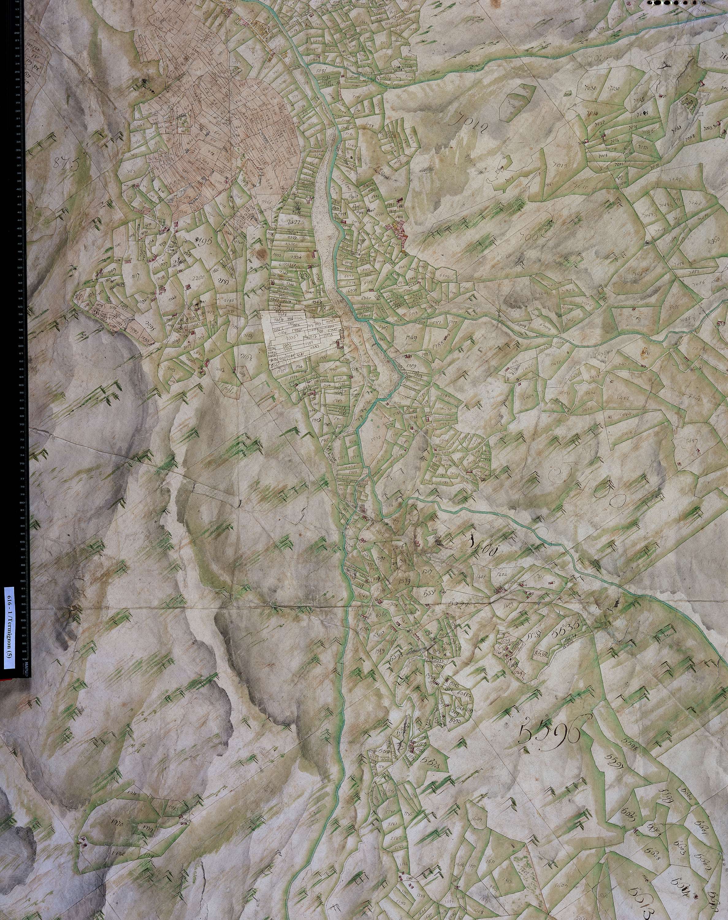 Val-Cenis - Copie de la mappe originale (plan cadastral) de la commune de Termignon. Signée Cocelli, directeur de la péréquation.