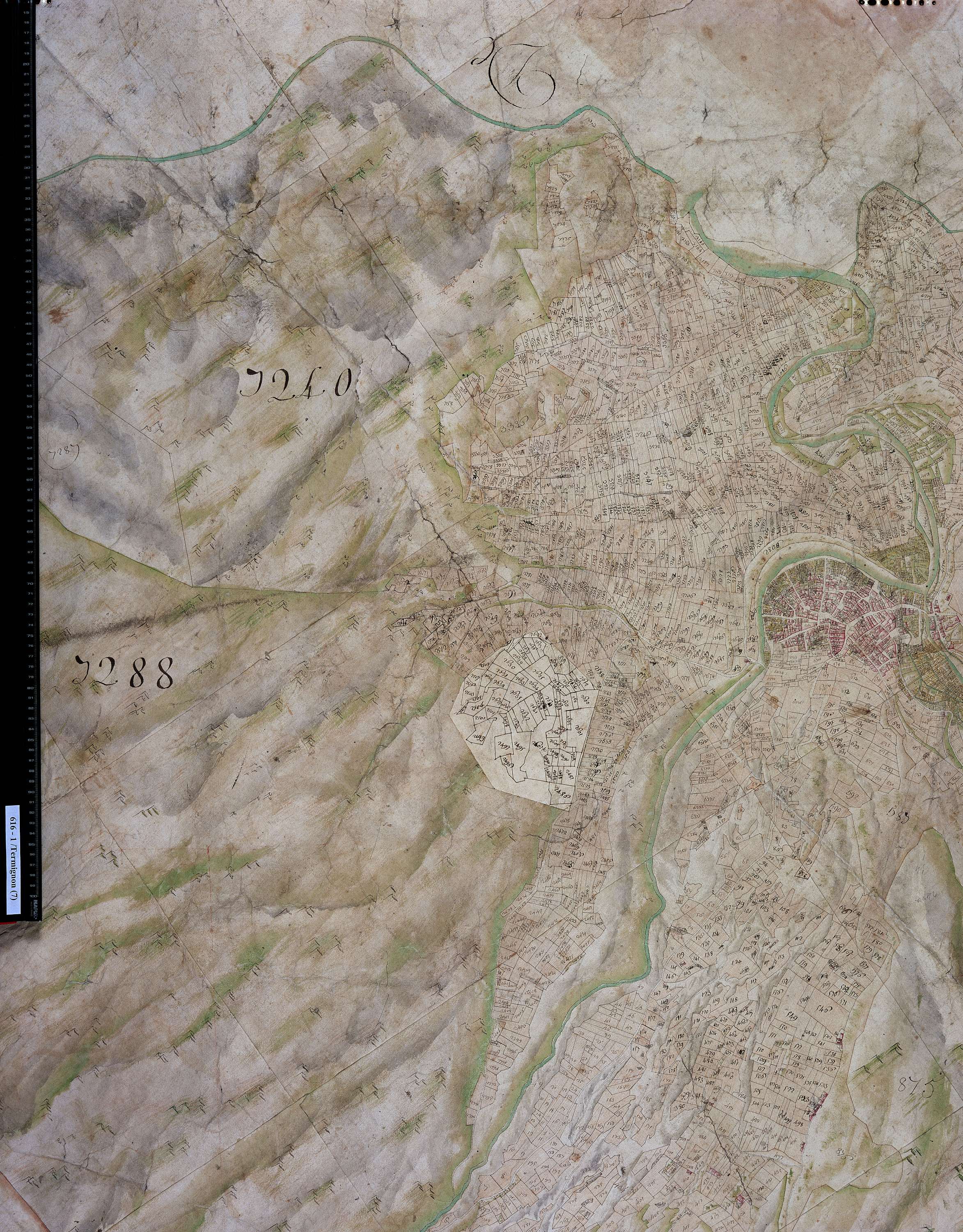 Val-Cenis - Copie de la mappe originale (plan cadastral) de la commune de Termignon. Signée Cocelli, directeur de la péréquation.
