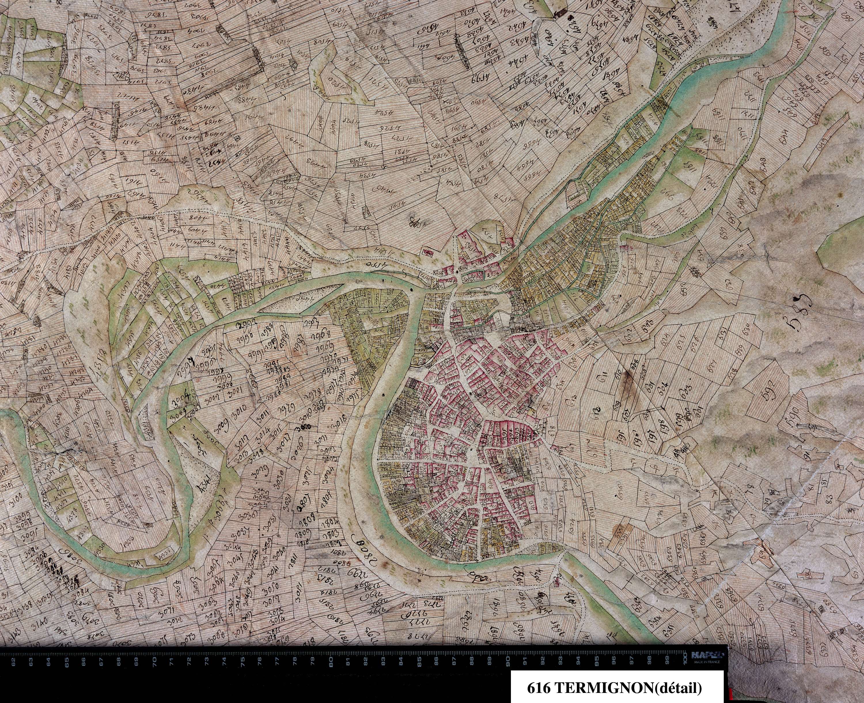 Val-Cenis - Copie de la mappe originale (plan cadastral) de la commune de Termignon. Signée Cocelli, directeur de la péréquation.
