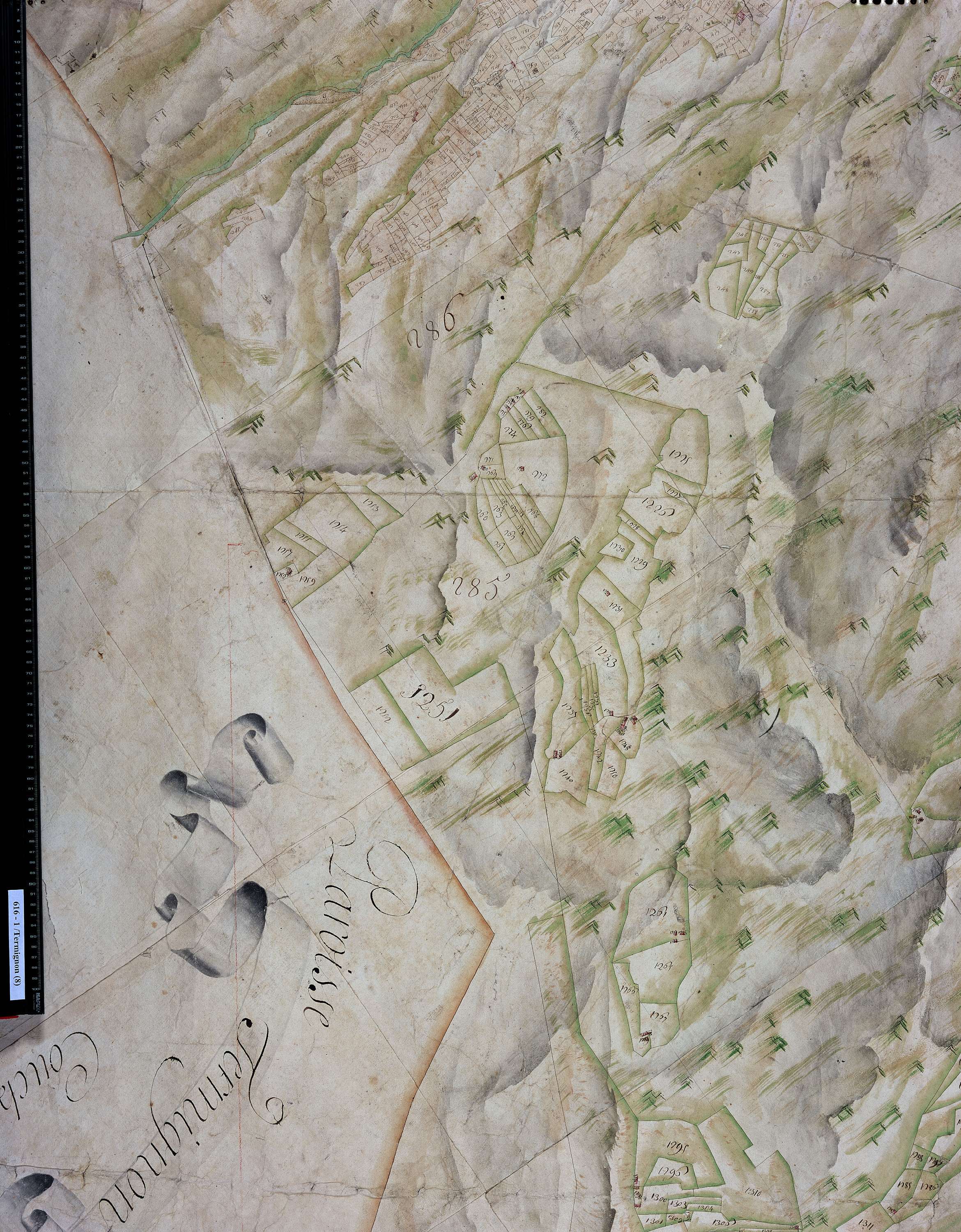 Val-Cenis - Copie de la mappe originale (plan cadastral) de la commune de Termignon. Signée Cocelli, directeur de la péréquation.
