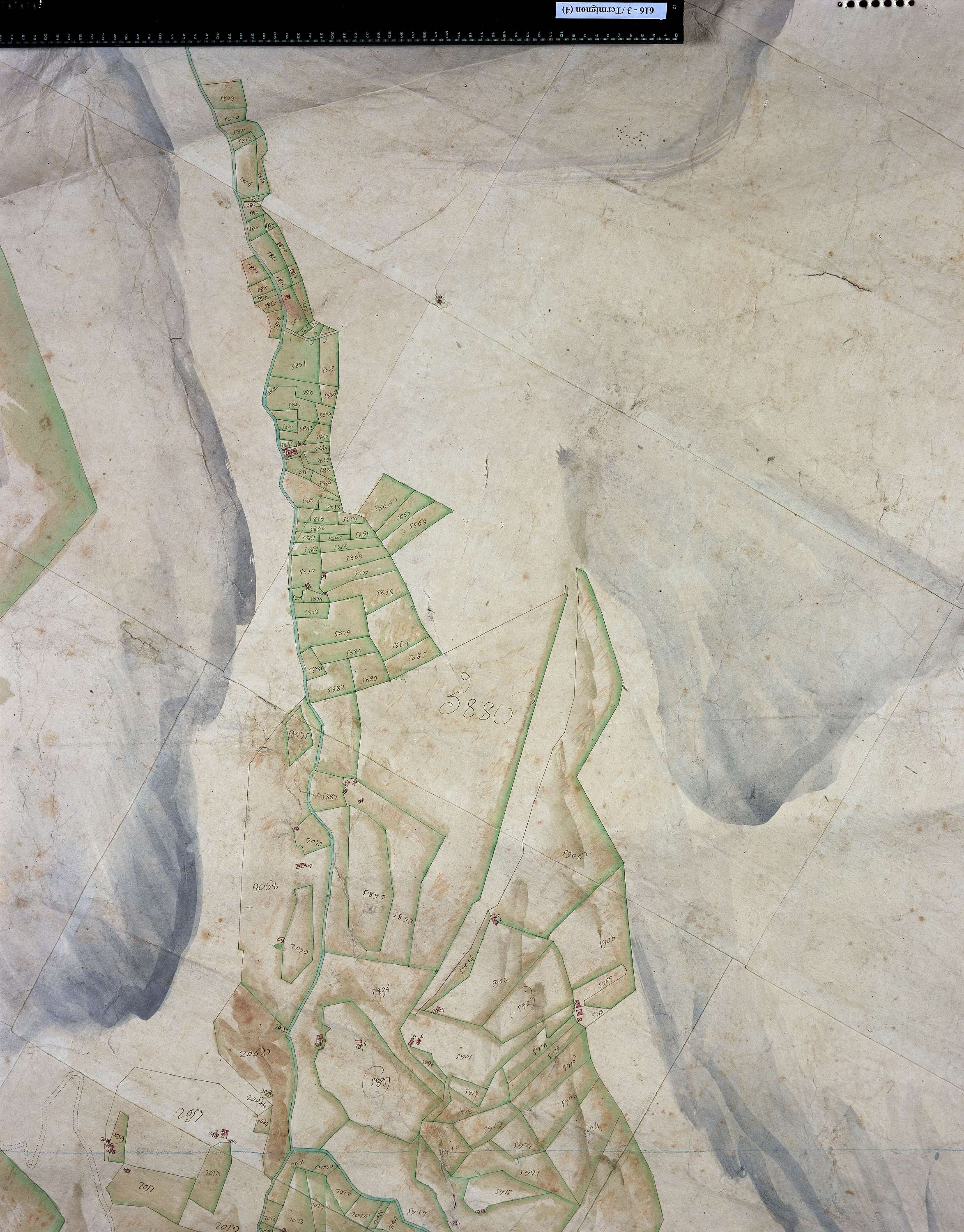 Val-Cenis - Copie de la mappe originale (plan cadastral) de la commune de Termignon. Signée Cocelli, directeur de la péréquation.