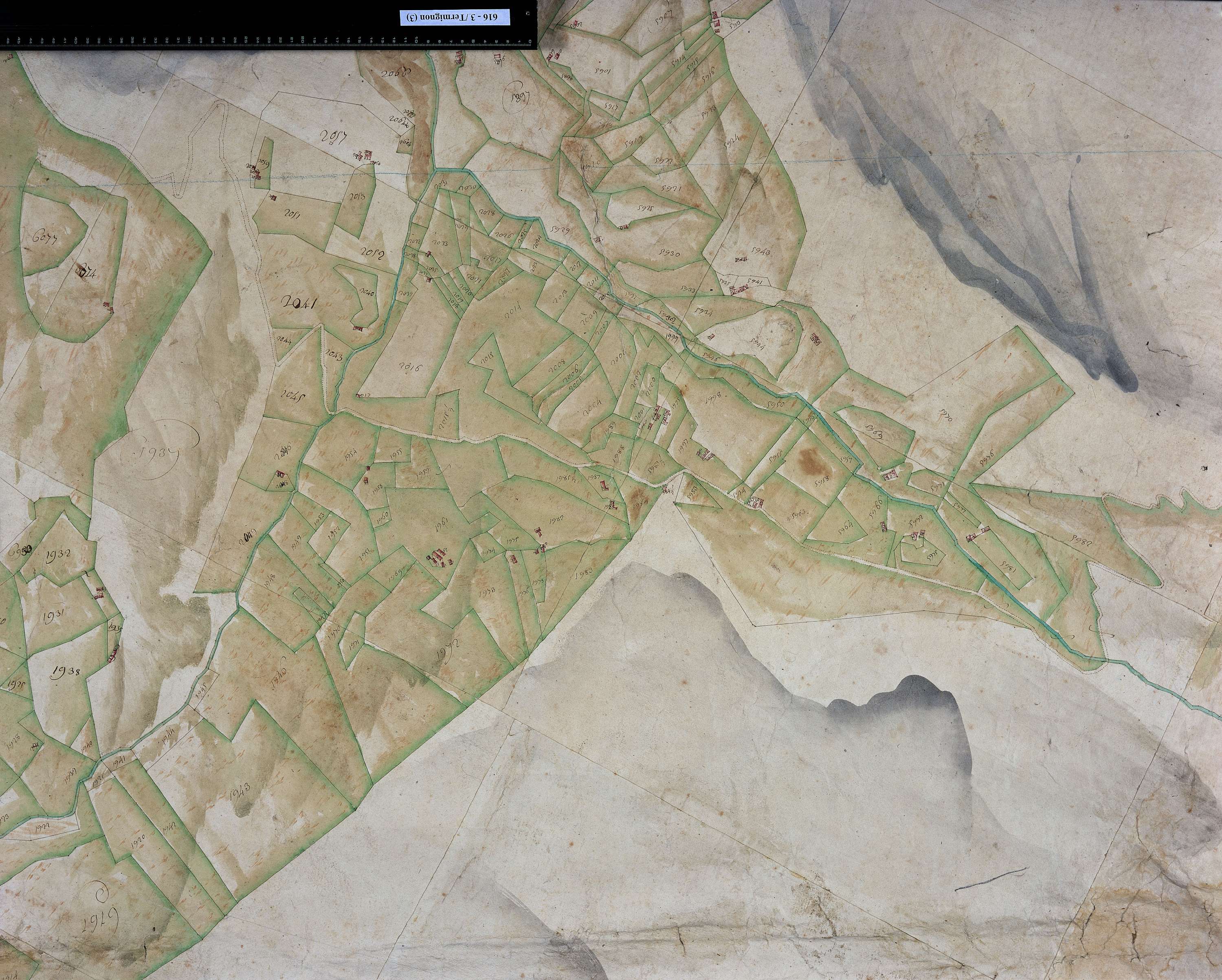 Val-Cenis - Copie de la mappe originale (plan cadastral) de la commune de Termignon. Signée Cocelli, directeur de la péréquation.