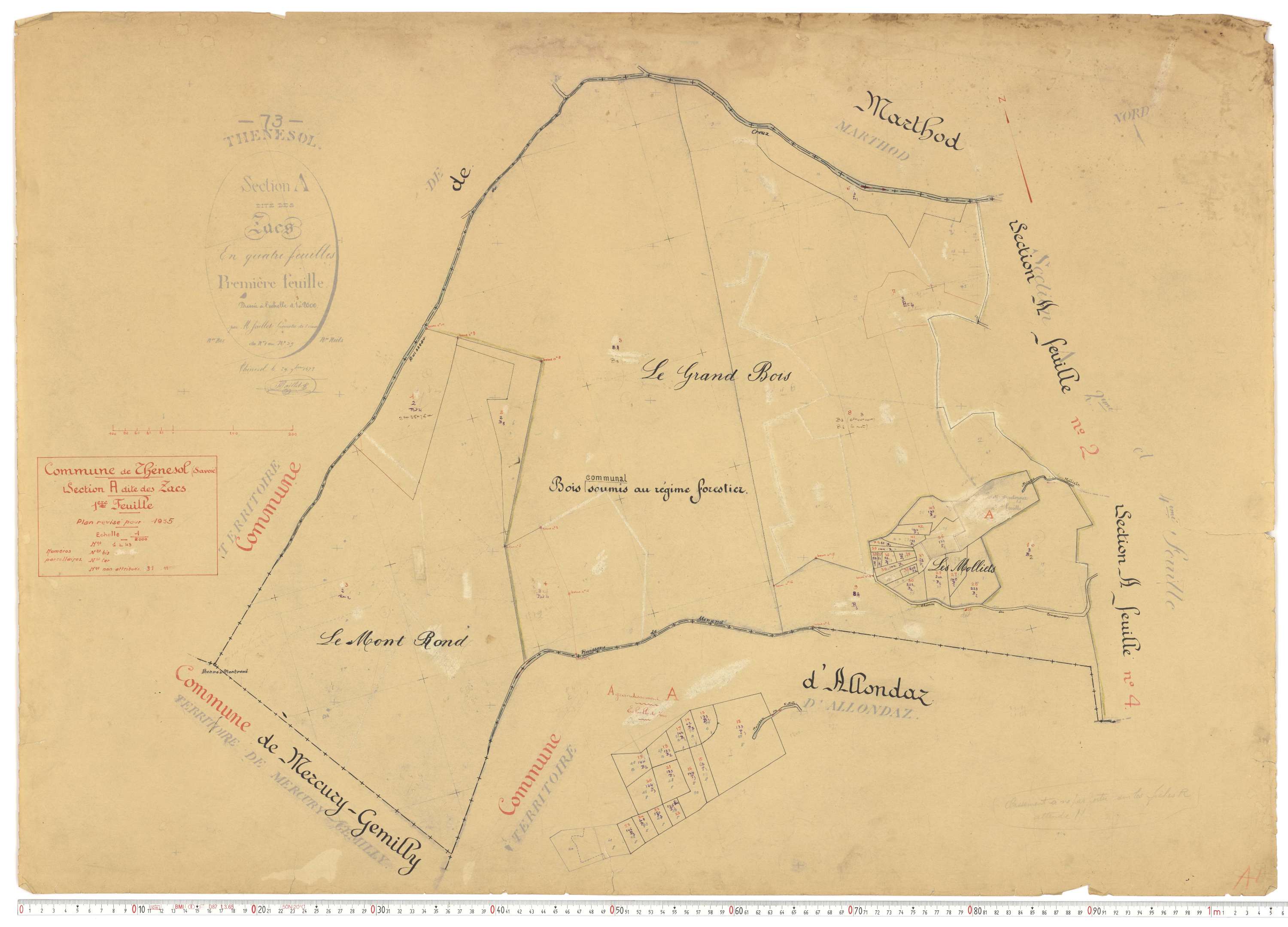Thénésol - Plans cadastraux du cadastre rénové.