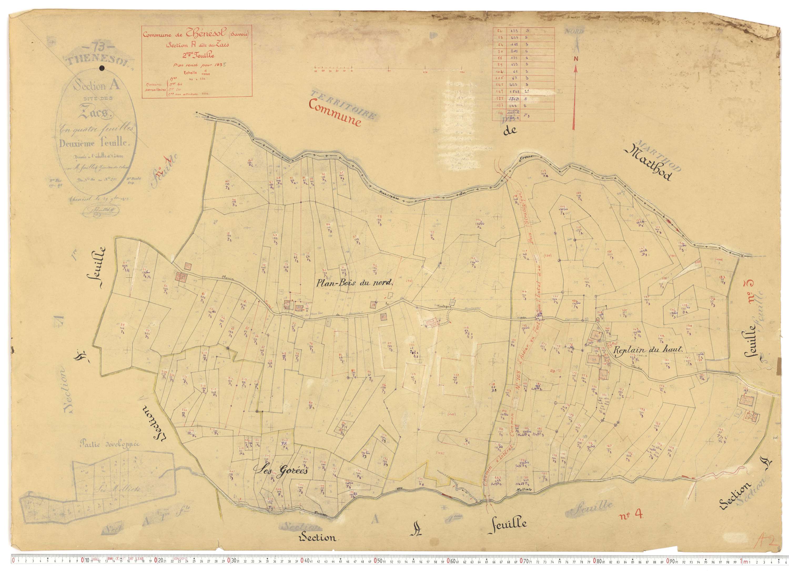 Thénésol - Plans cadastraux du cadastre rénové.