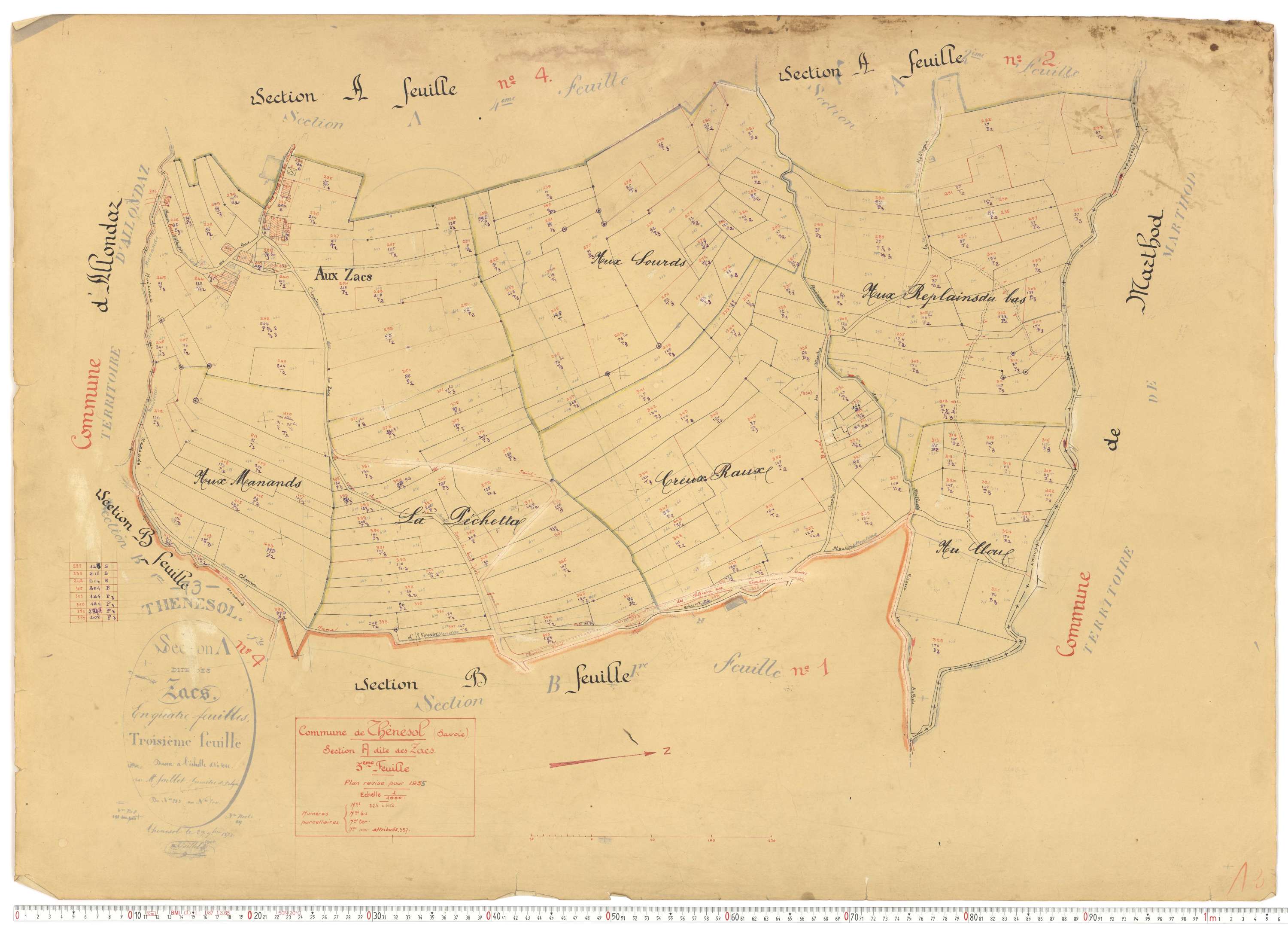 Thénésol - Plans cadastraux du cadastre rénové.