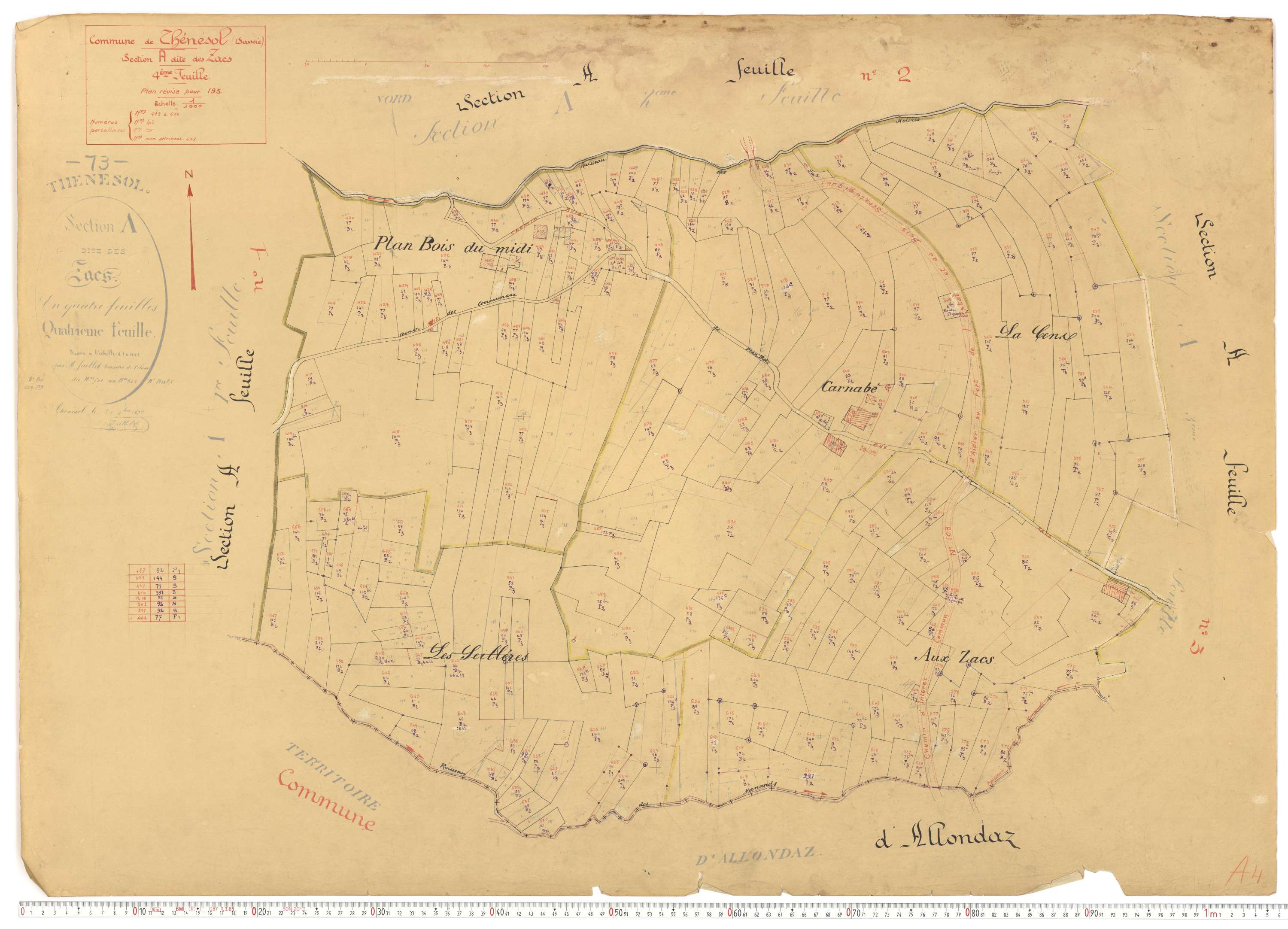 Thénésol - Plans cadastraux du cadastre rénové.