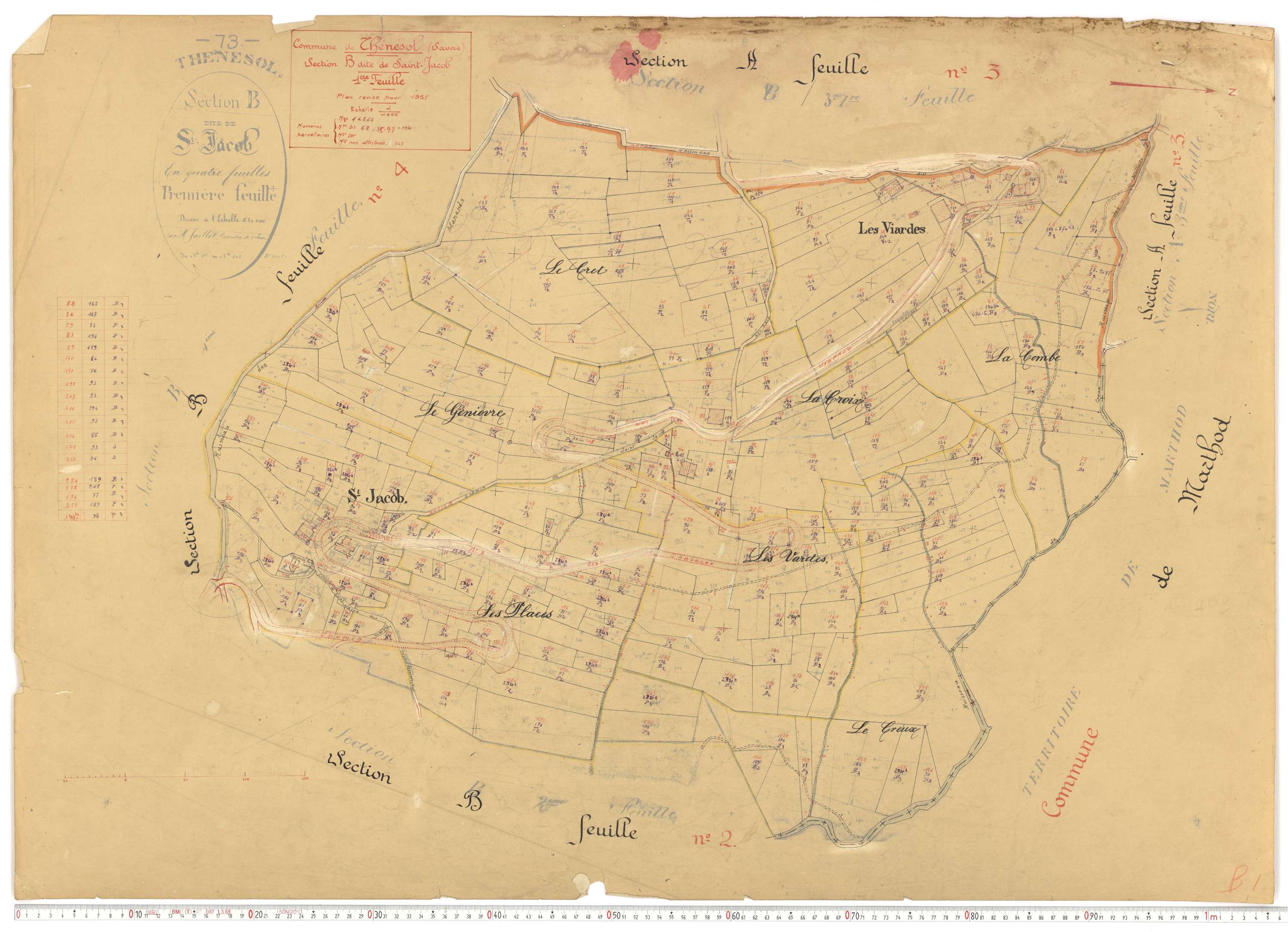 Thénésol - Plans cadastraux du cadastre rénové.