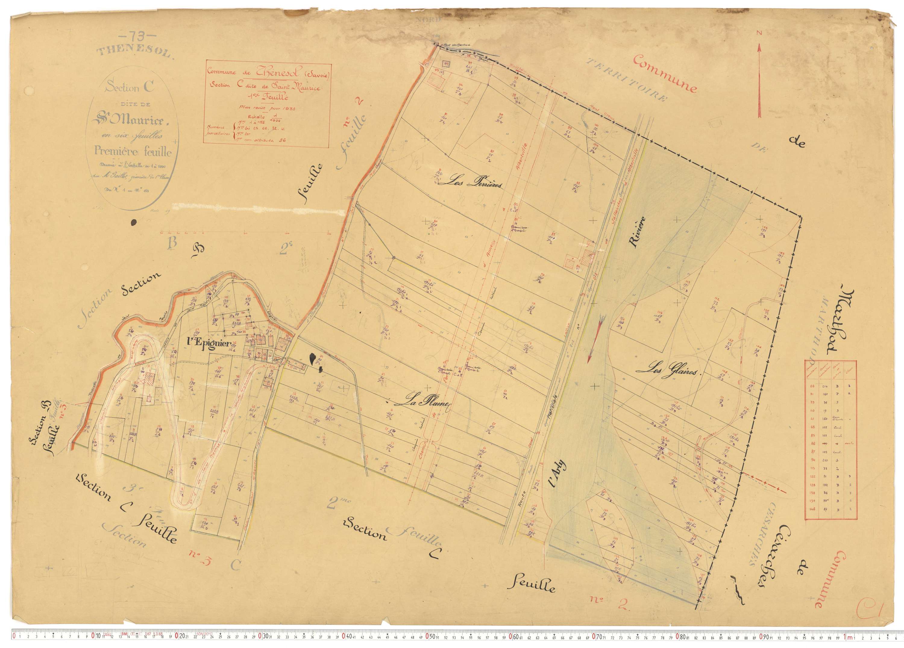 Thénésol - Plans cadastraux du cadastre rénové.