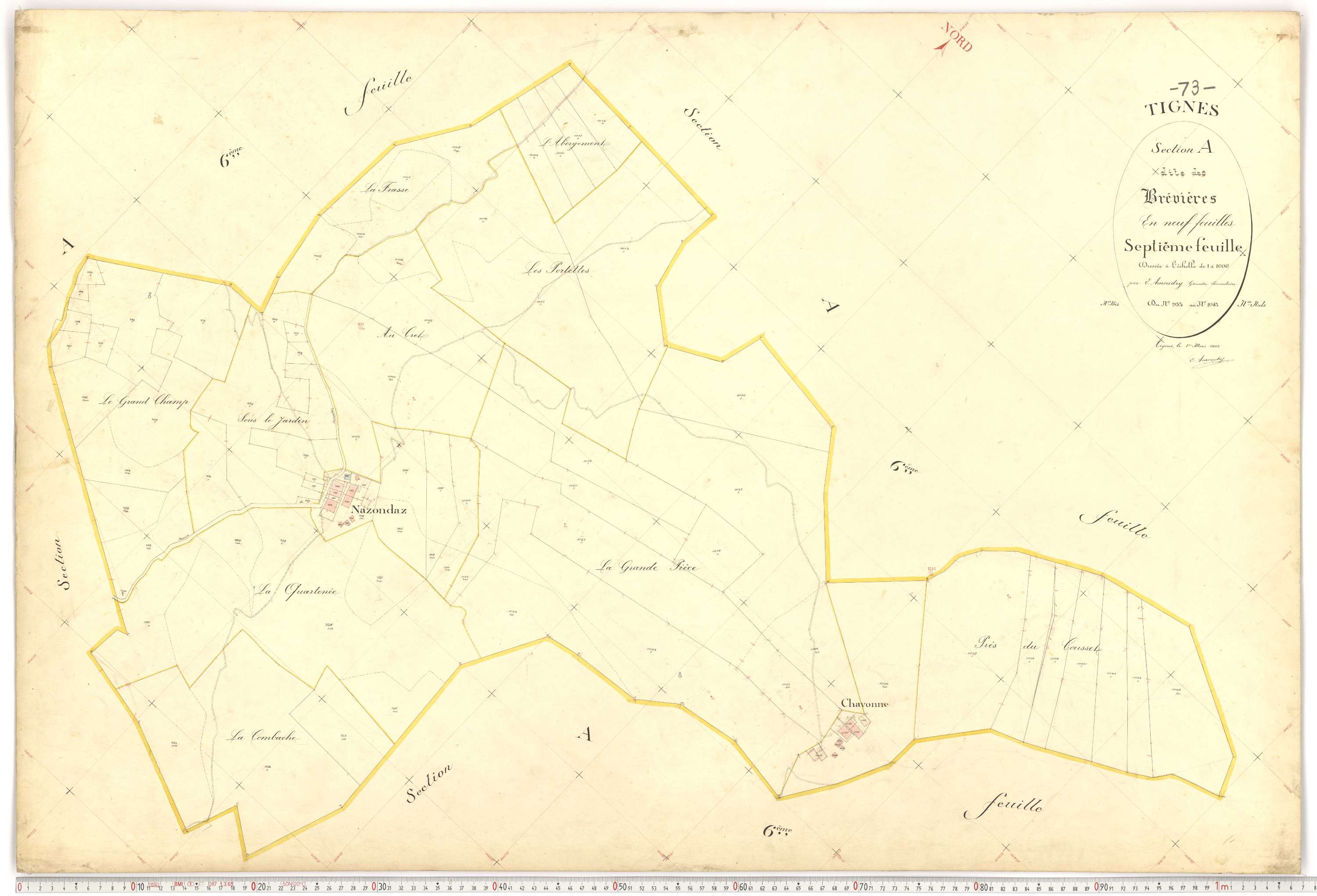 Tignes - Plans cadastraux du premier cadastre français.