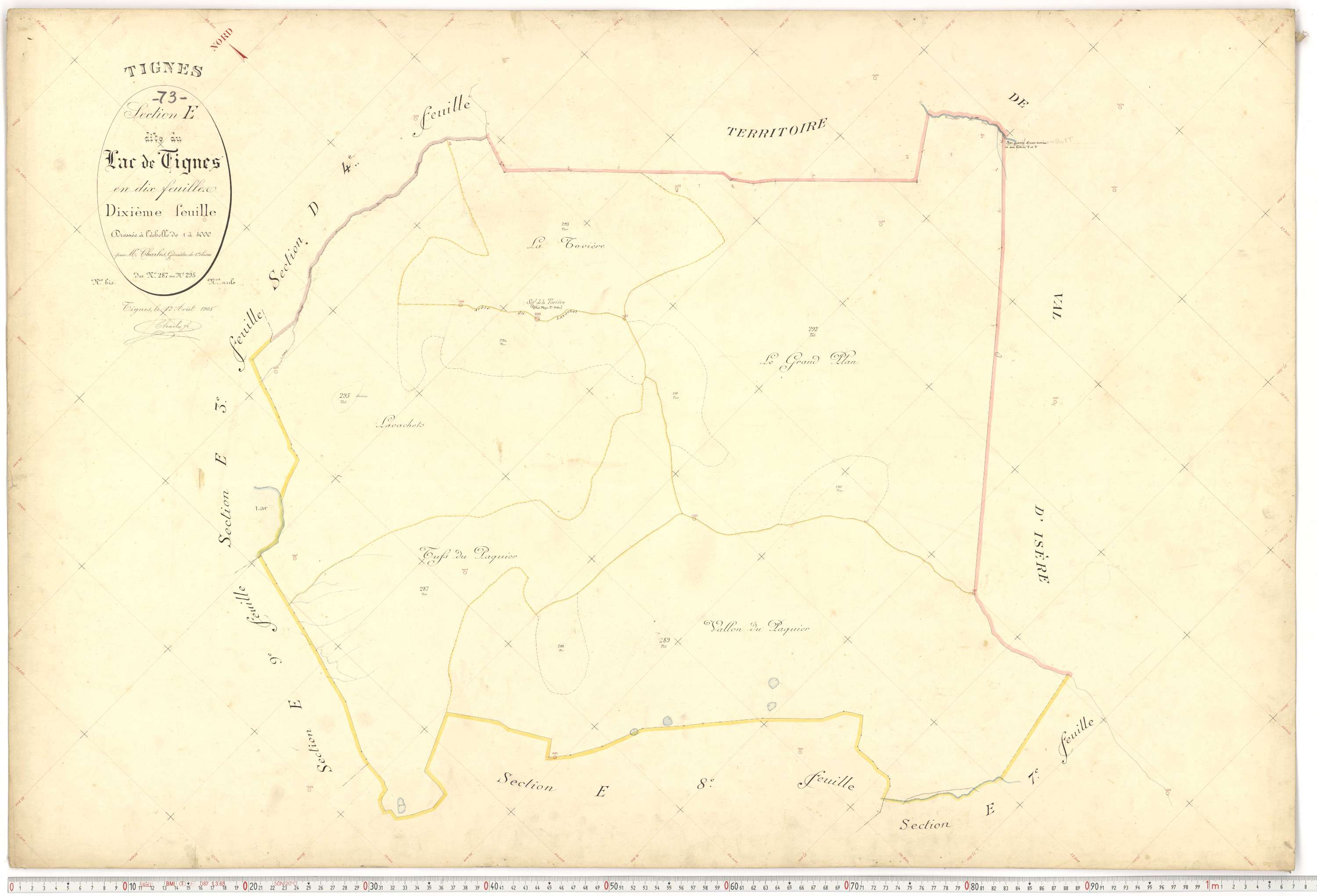 Tignes - Plans cadastraux du premier cadastre français.
