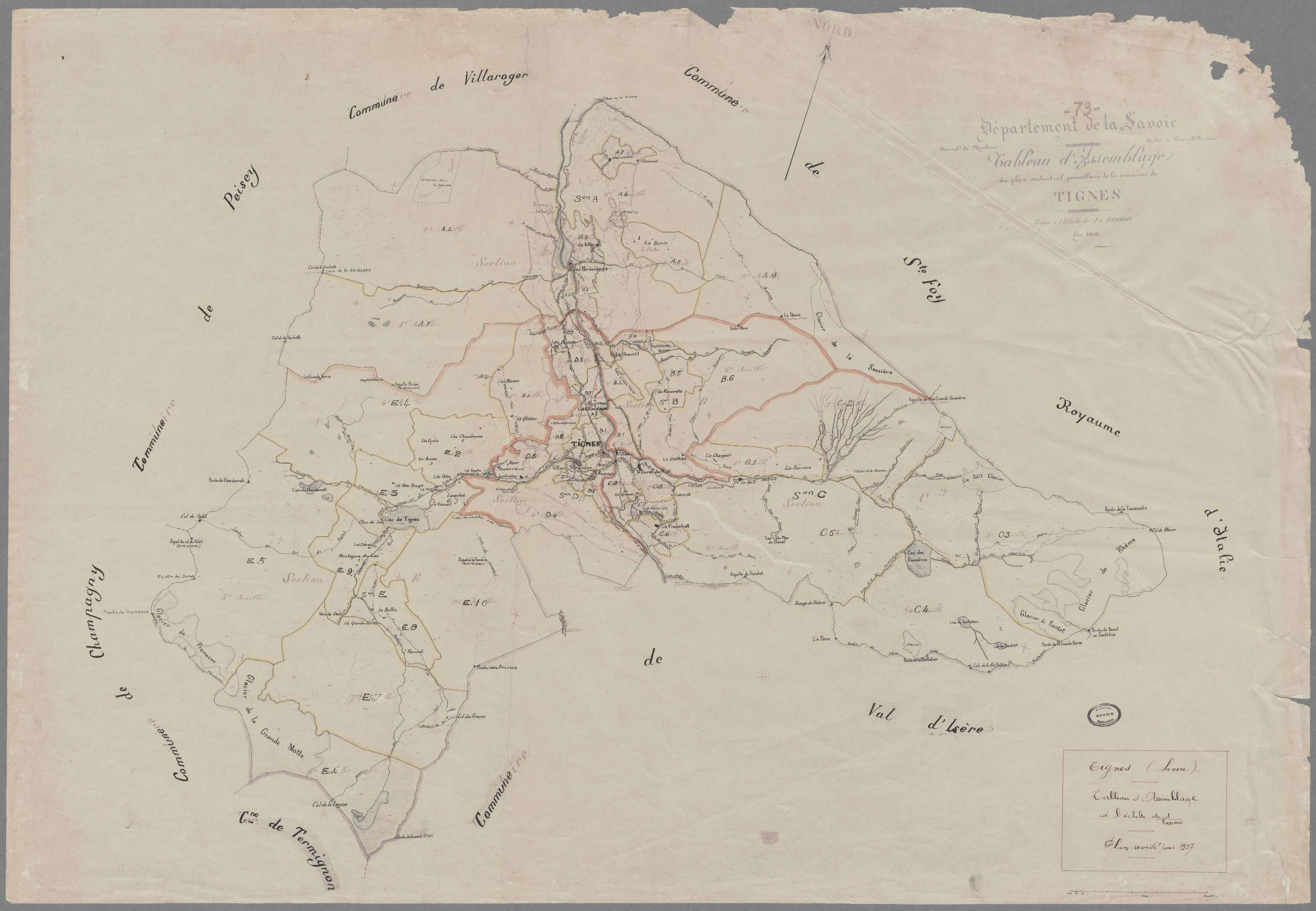 Tignes - Cadastre rénové (1937).