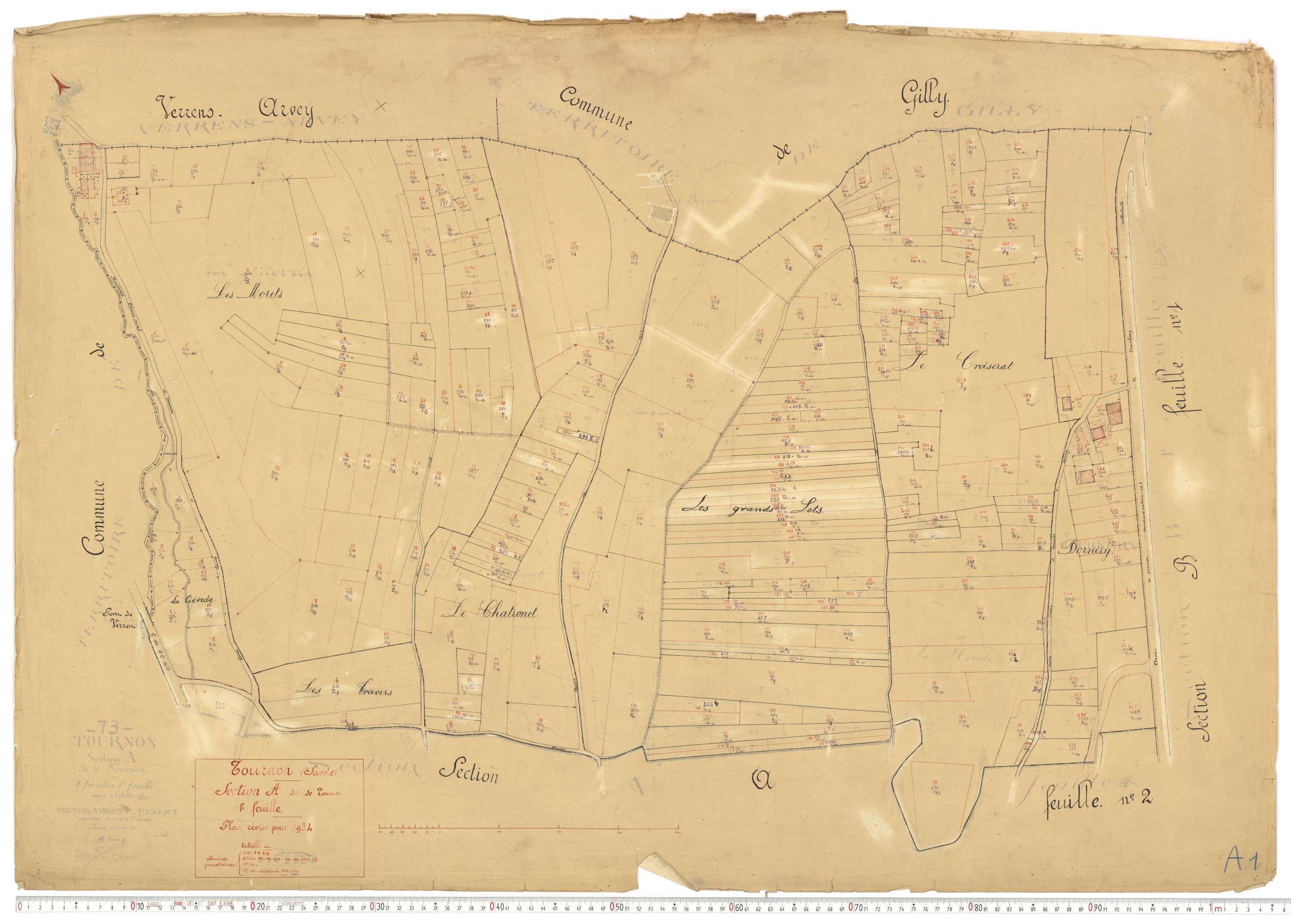 Tournon - Plans cadastraux du cadastre rénové.