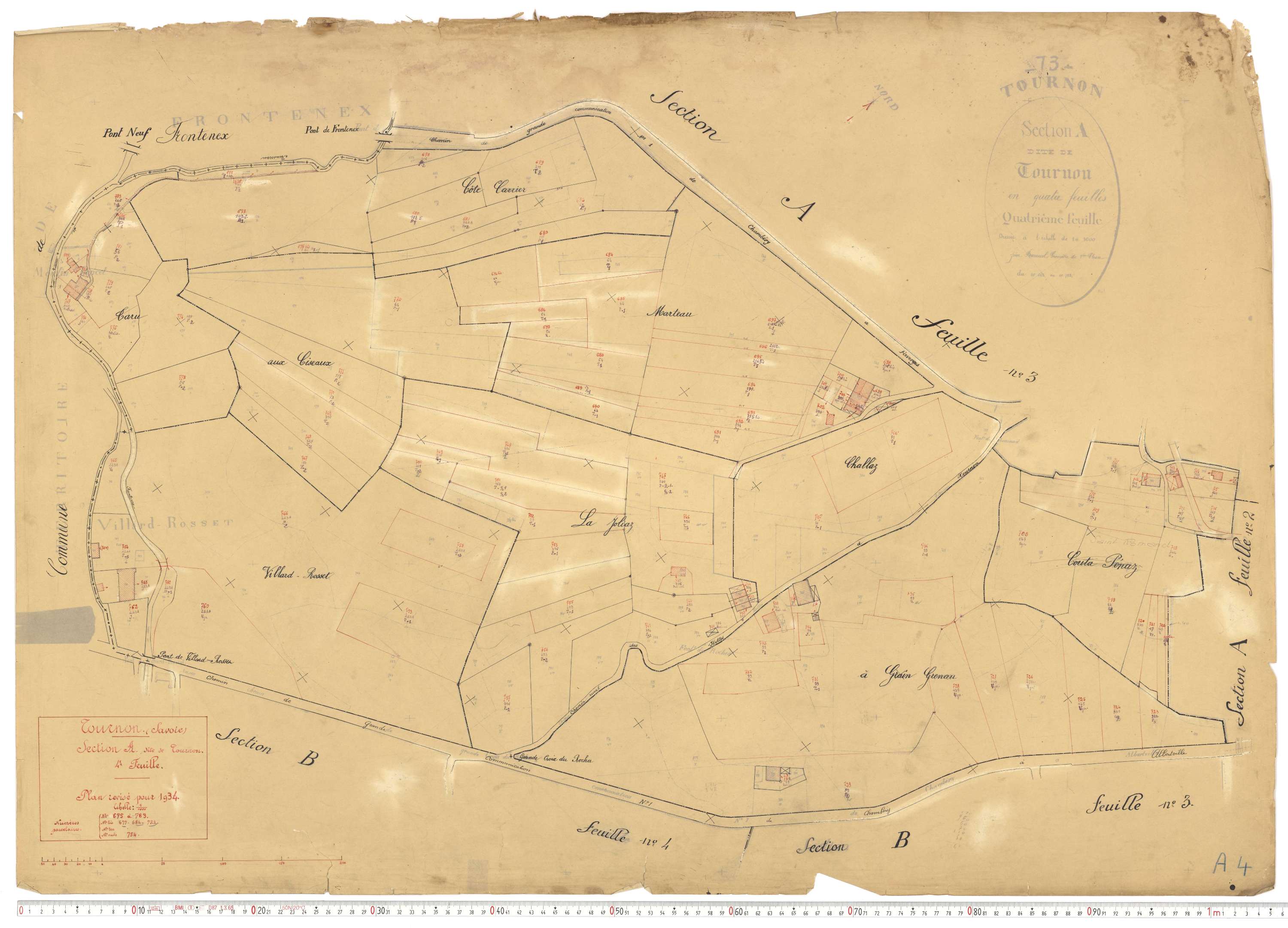 Tournon - Plans cadastraux du cadastre rénové.