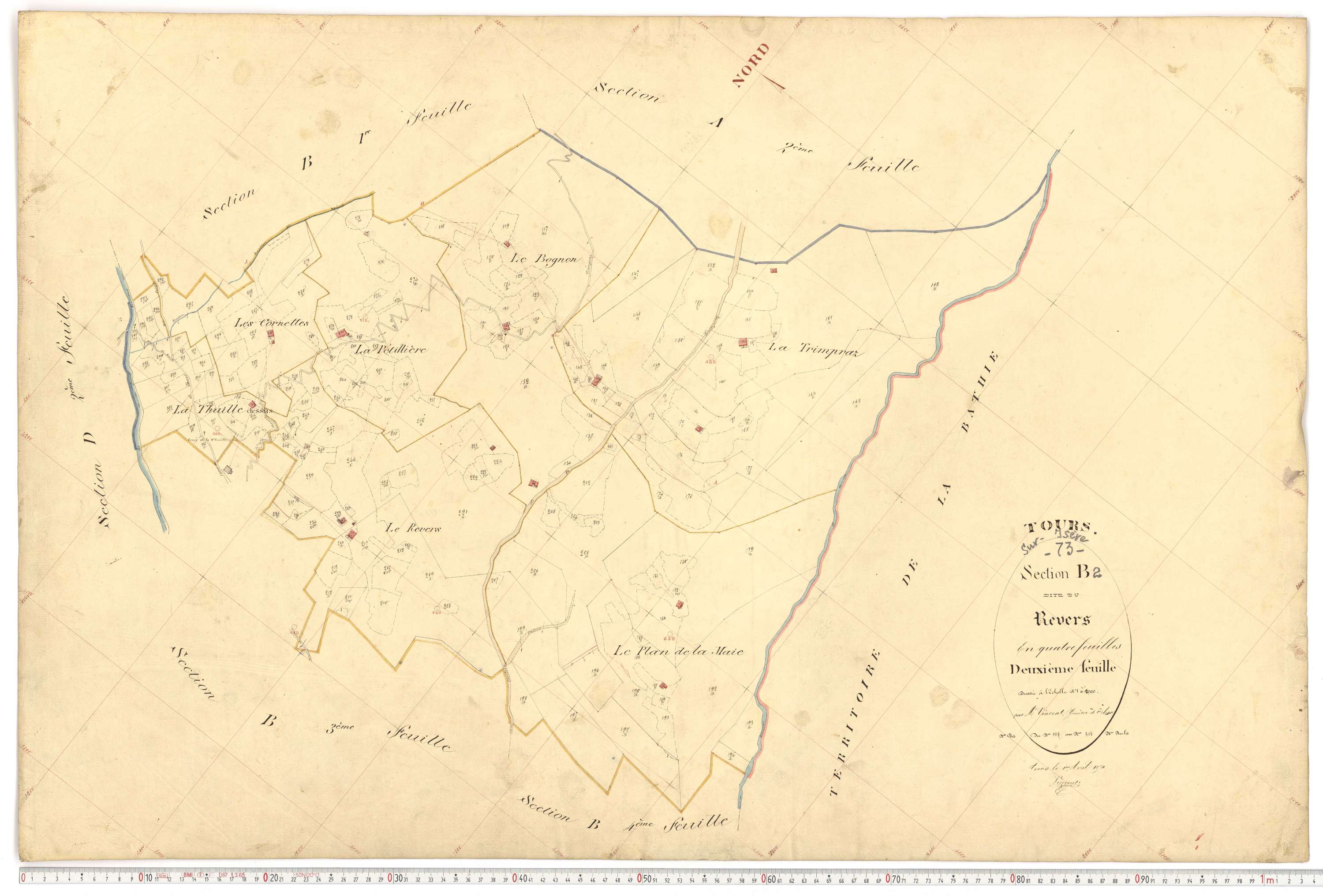 Tours-en-Savoie - Plans cadastraux du premier cadastre français.