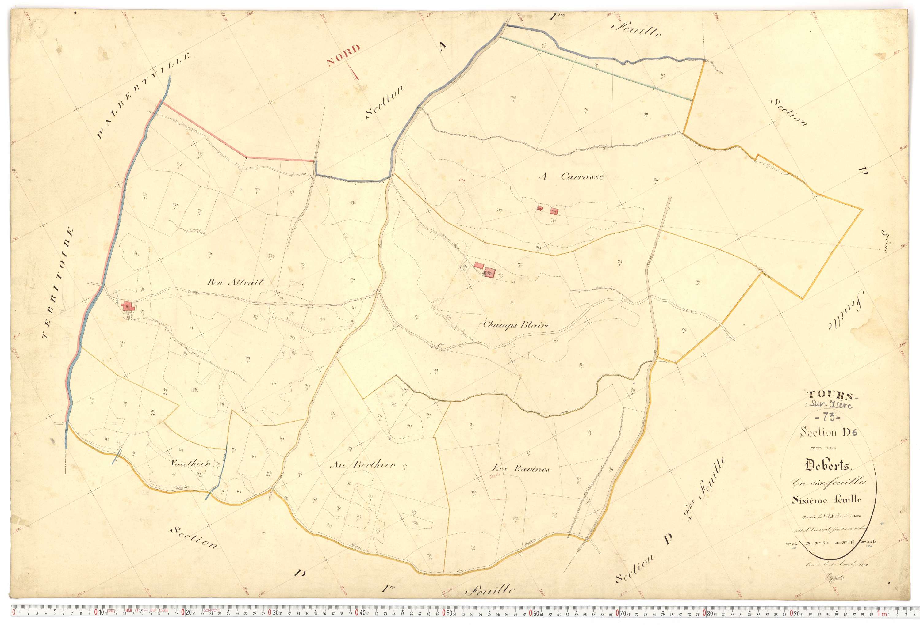 Tours-en-Savoie - Plans cadastraux du premier cadastre français.