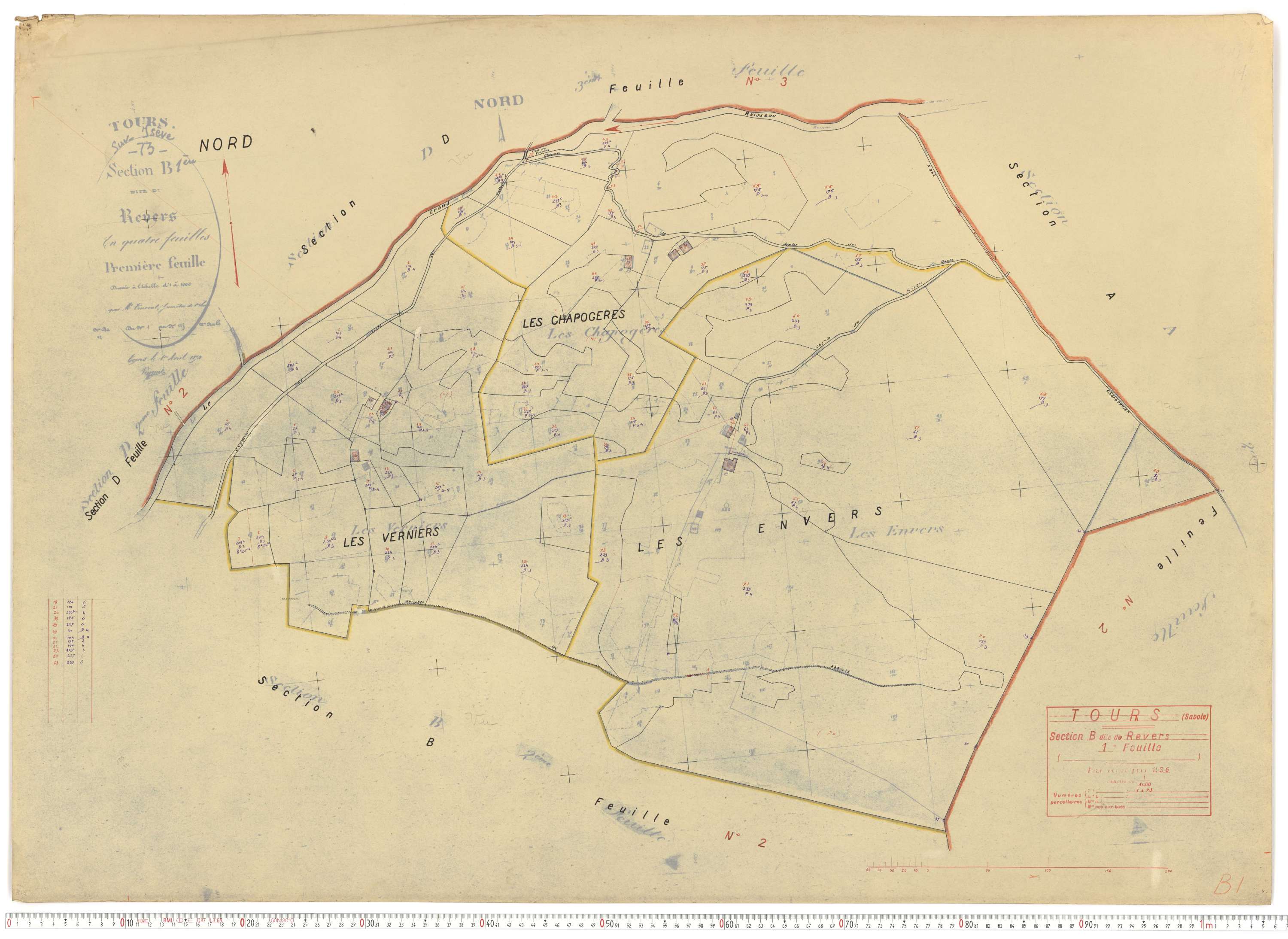 Tours-en-Savoie - Plans cadastraux du cadastre rénové.