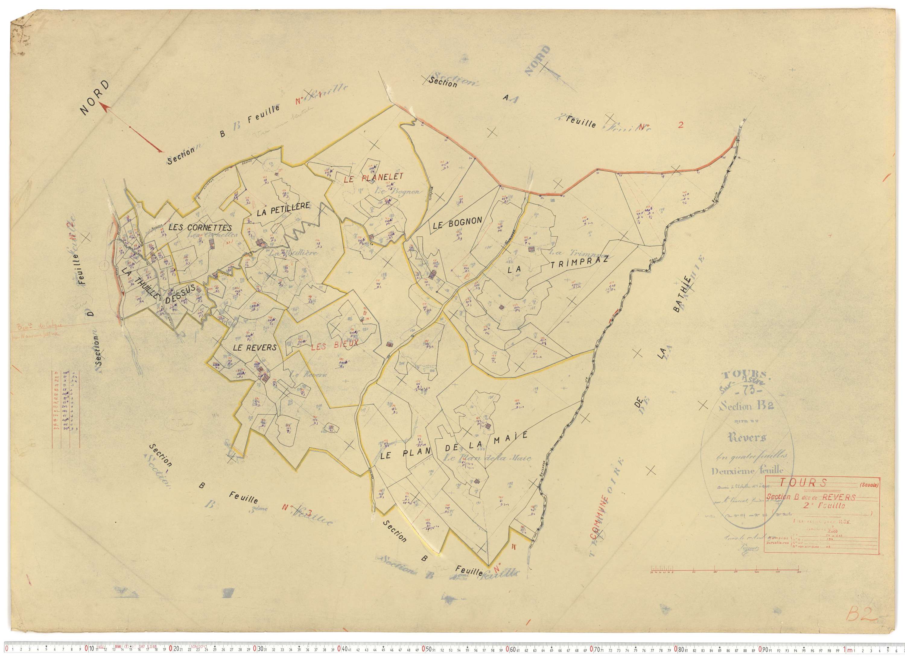 Tours-en-Savoie - Plans cadastraux du cadastre rénové.