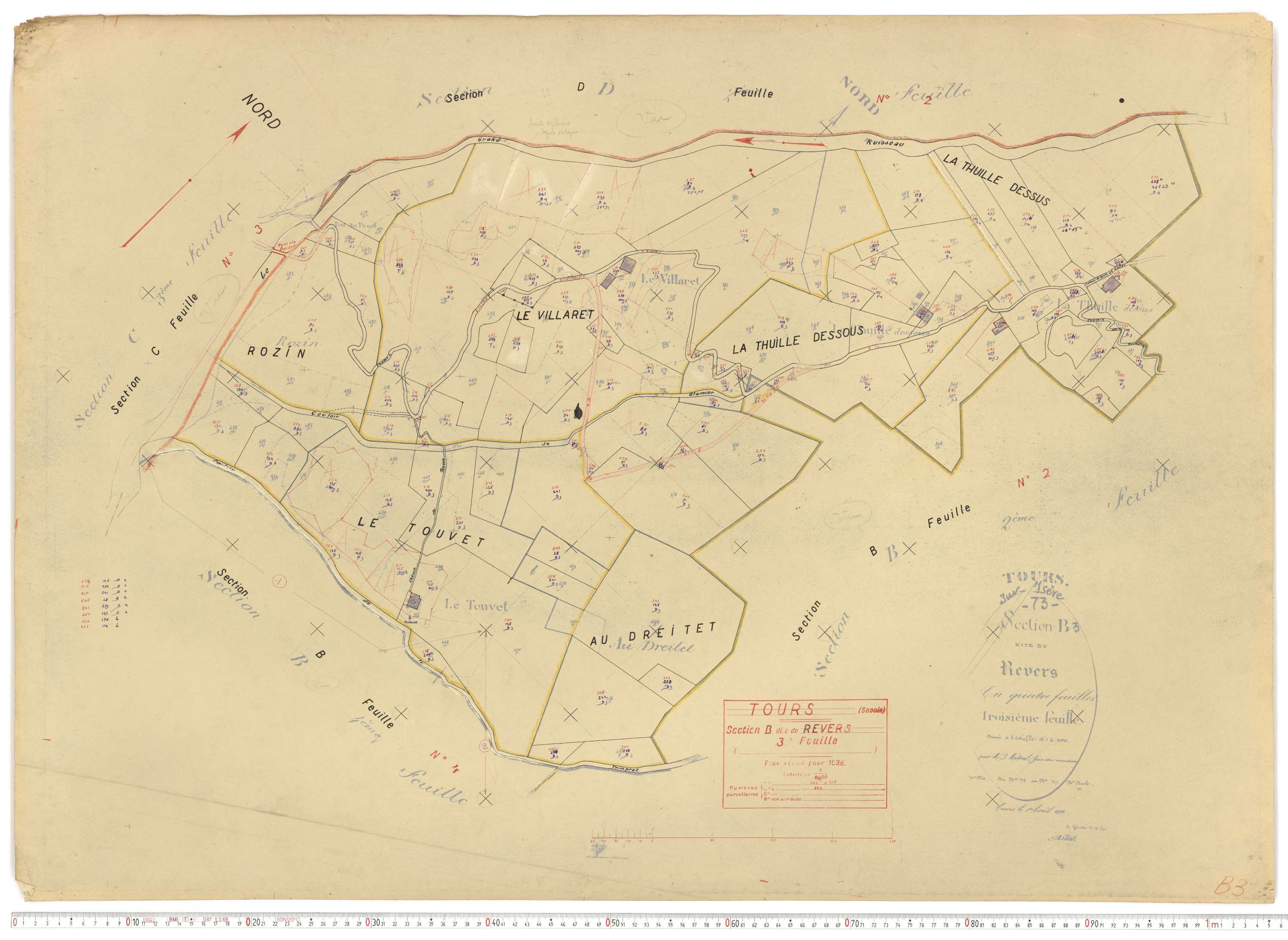 Tours-en-Savoie - Plans cadastraux du cadastre rénové.