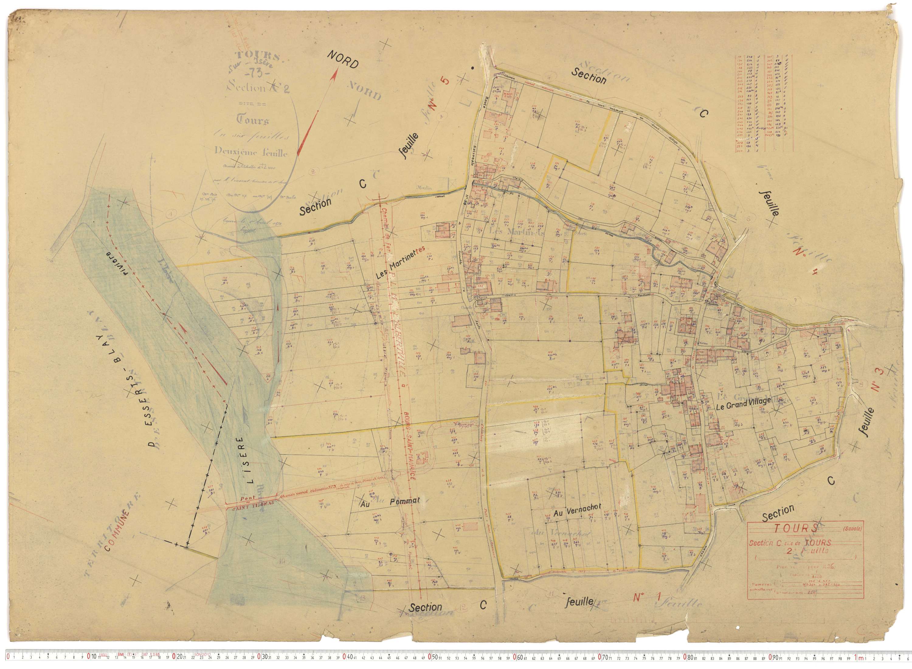 Tours-en-Savoie - Plans cadastraux du cadastre rénové.