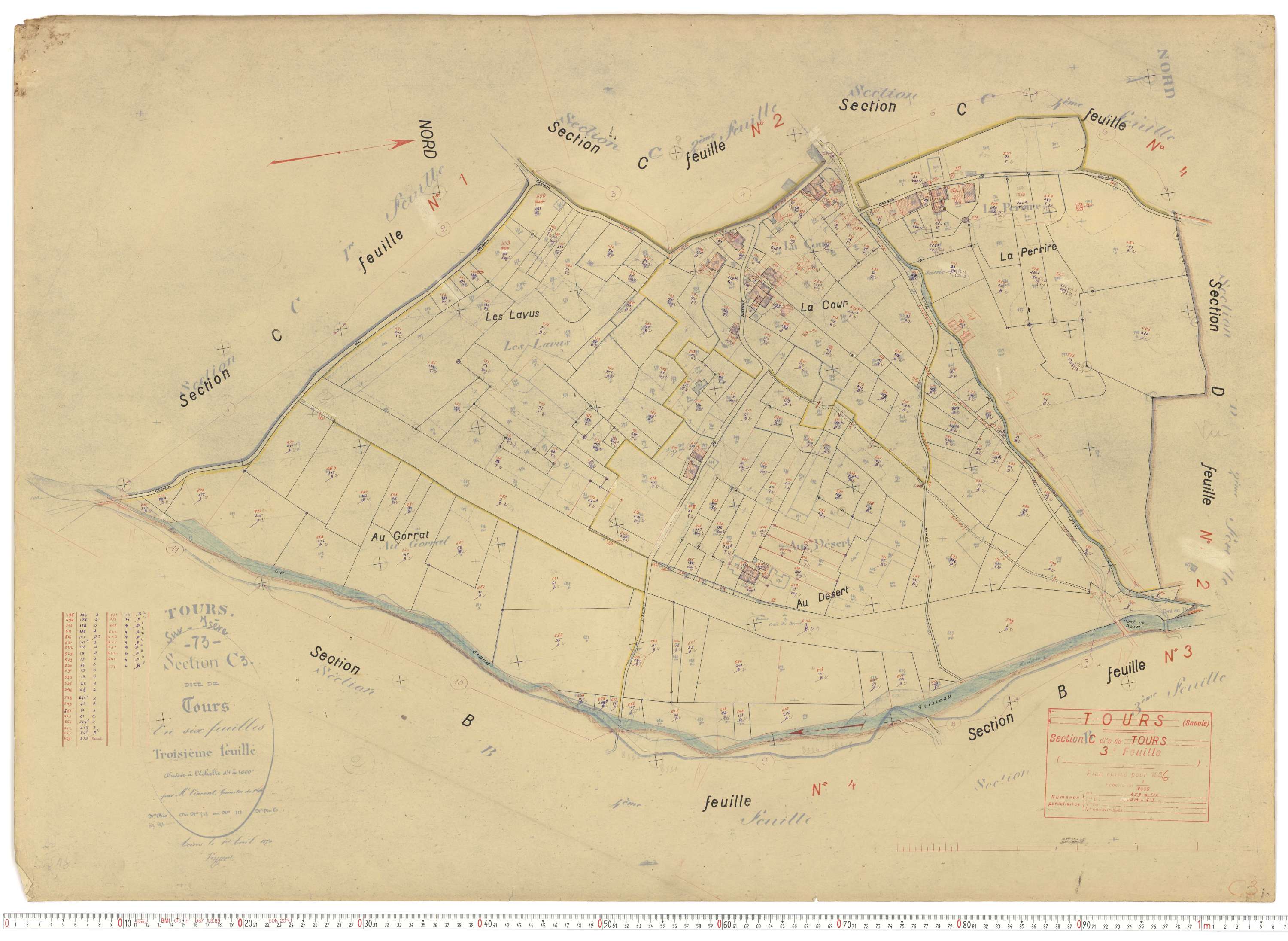 Tours-en-Savoie - Plans cadastraux du cadastre rénové.