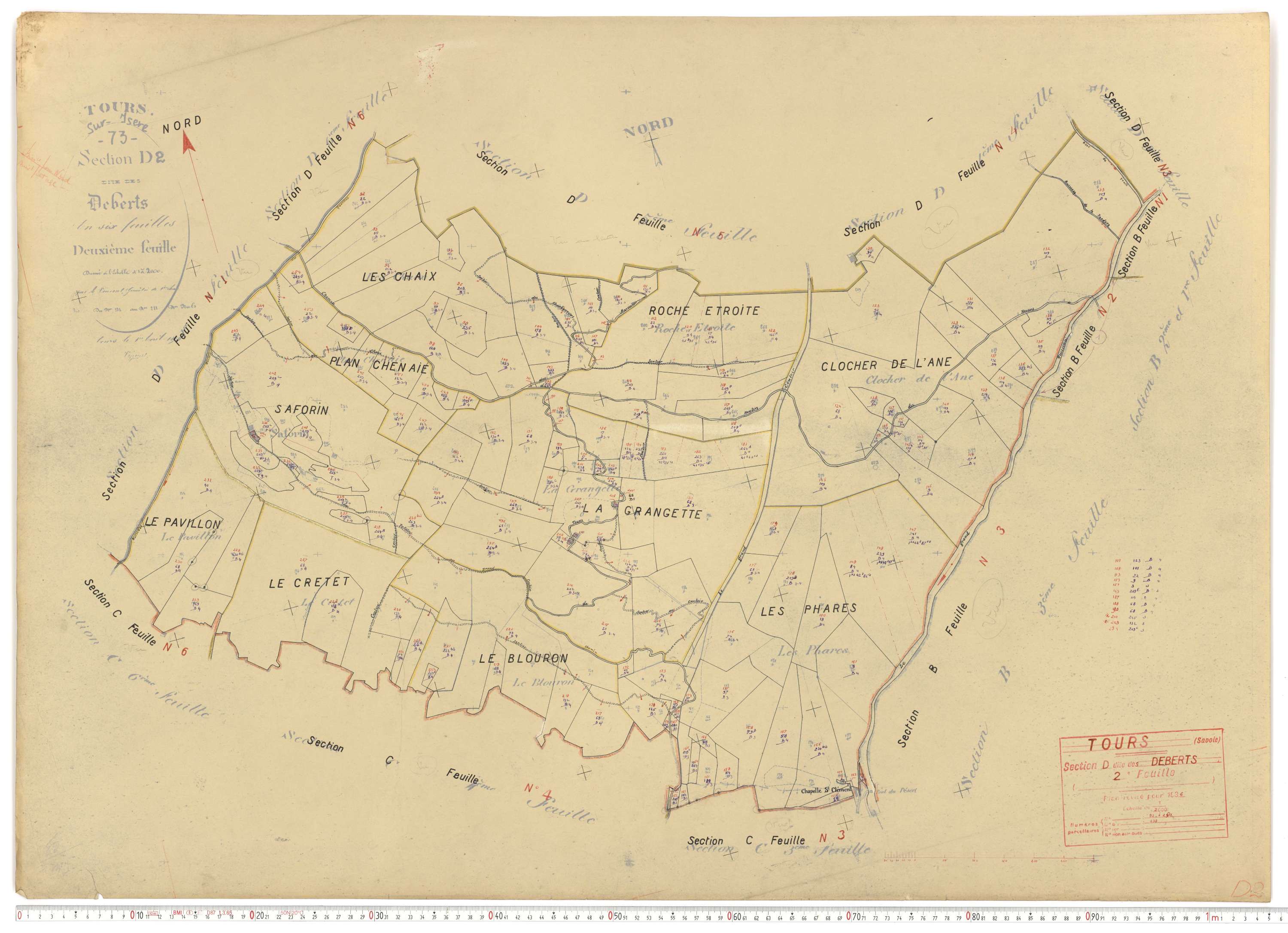 Tours-en-Savoie - Plans cadastraux du cadastre rénové.