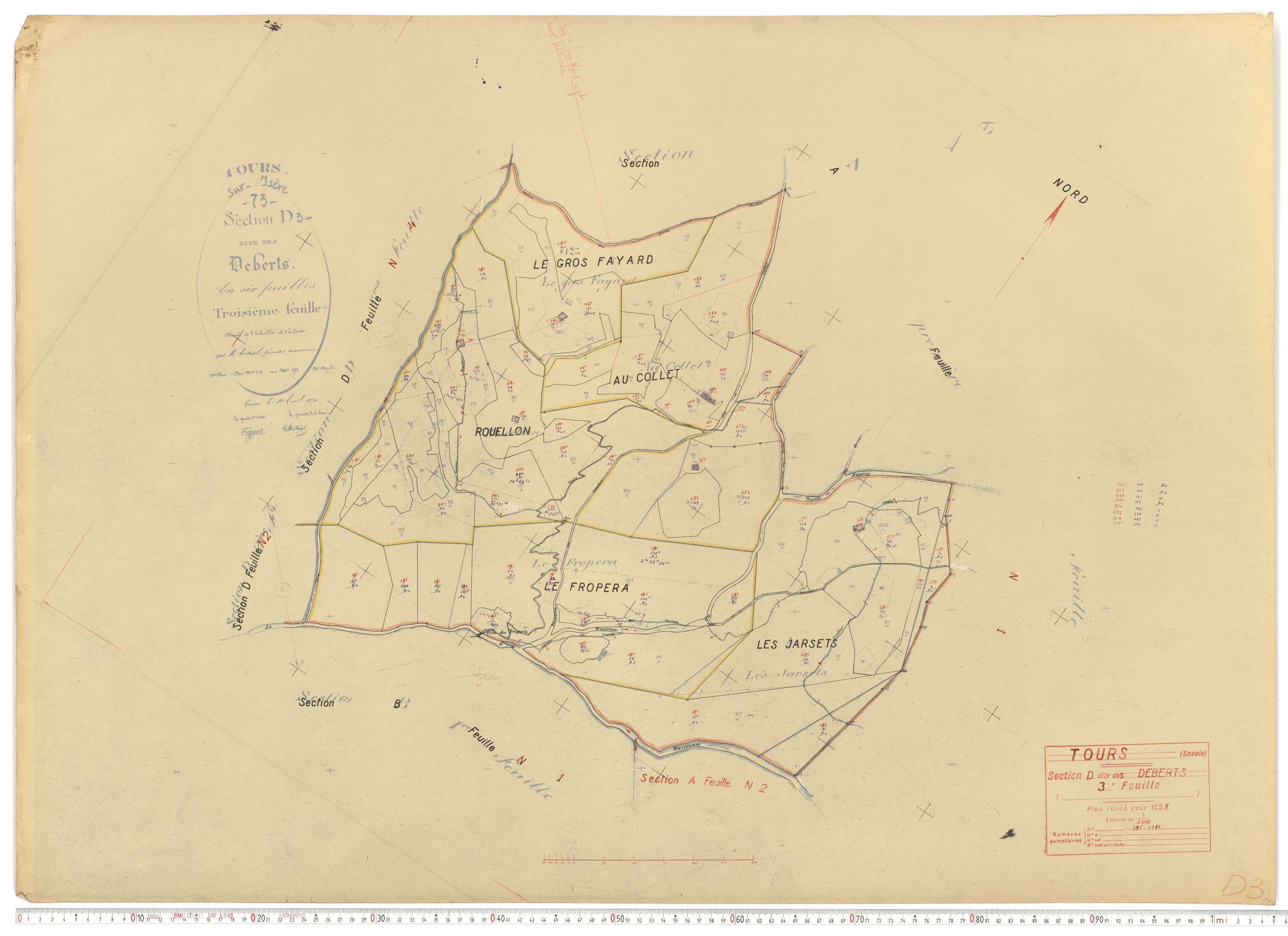 Tours-en-Savoie - Plans cadastraux du cadastre rénové.