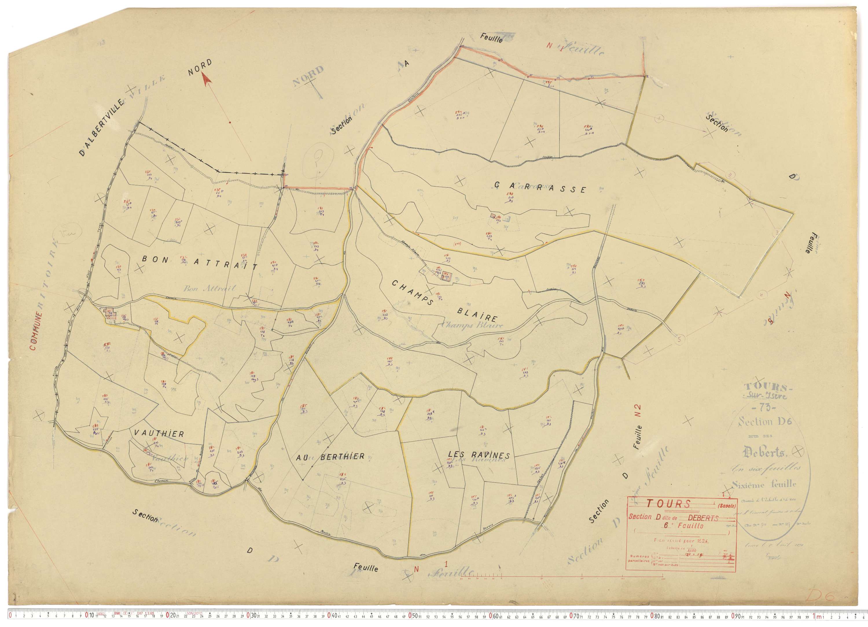 Tours-en-Savoie - Plans cadastraux du cadastre rénové.