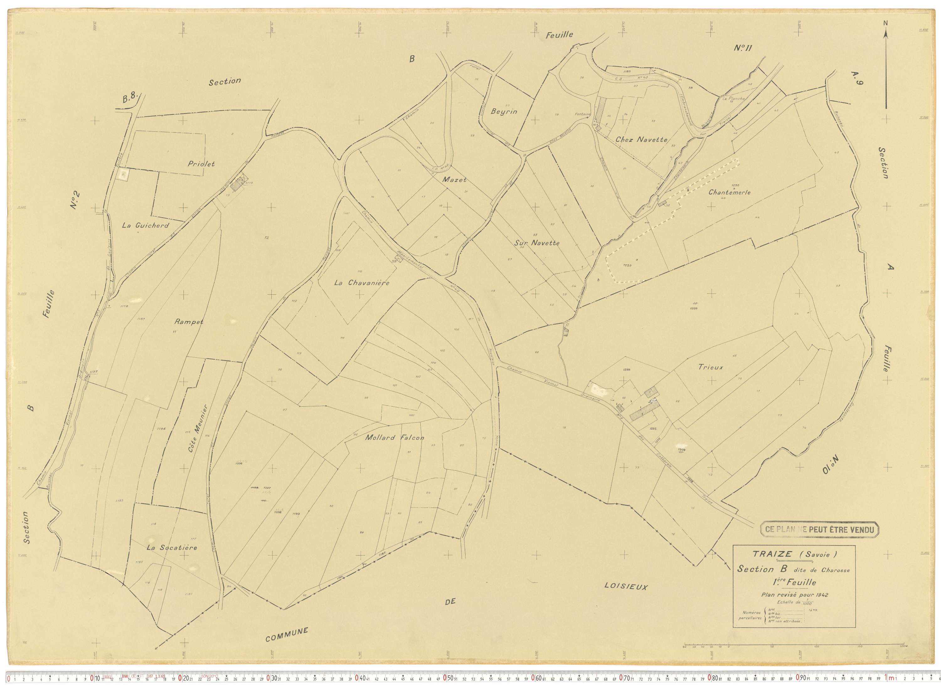 Traize - Plans cadastraux du cadastre rénové.