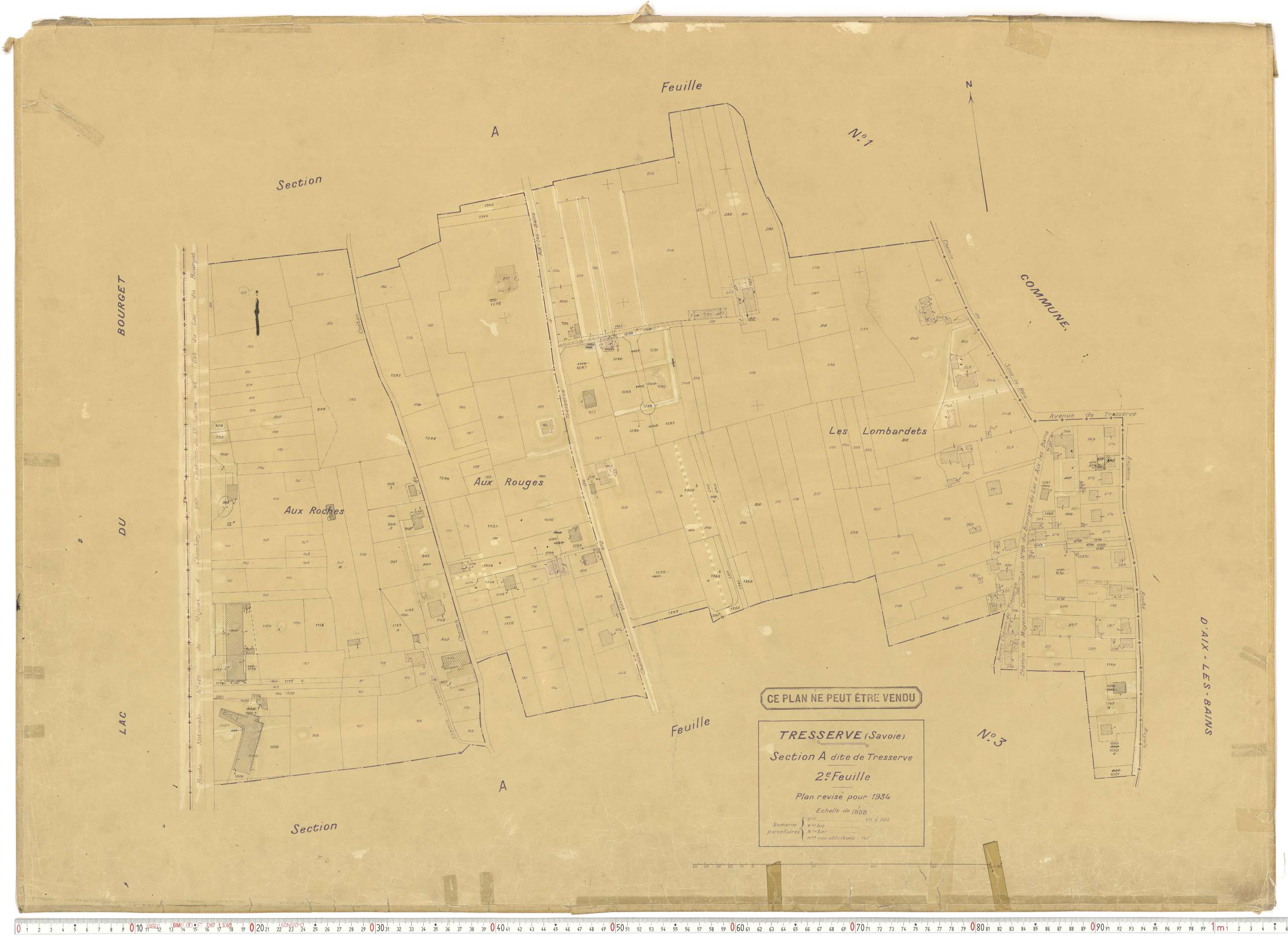 Tresserve - Plans cadastraux du cadastre rénové.