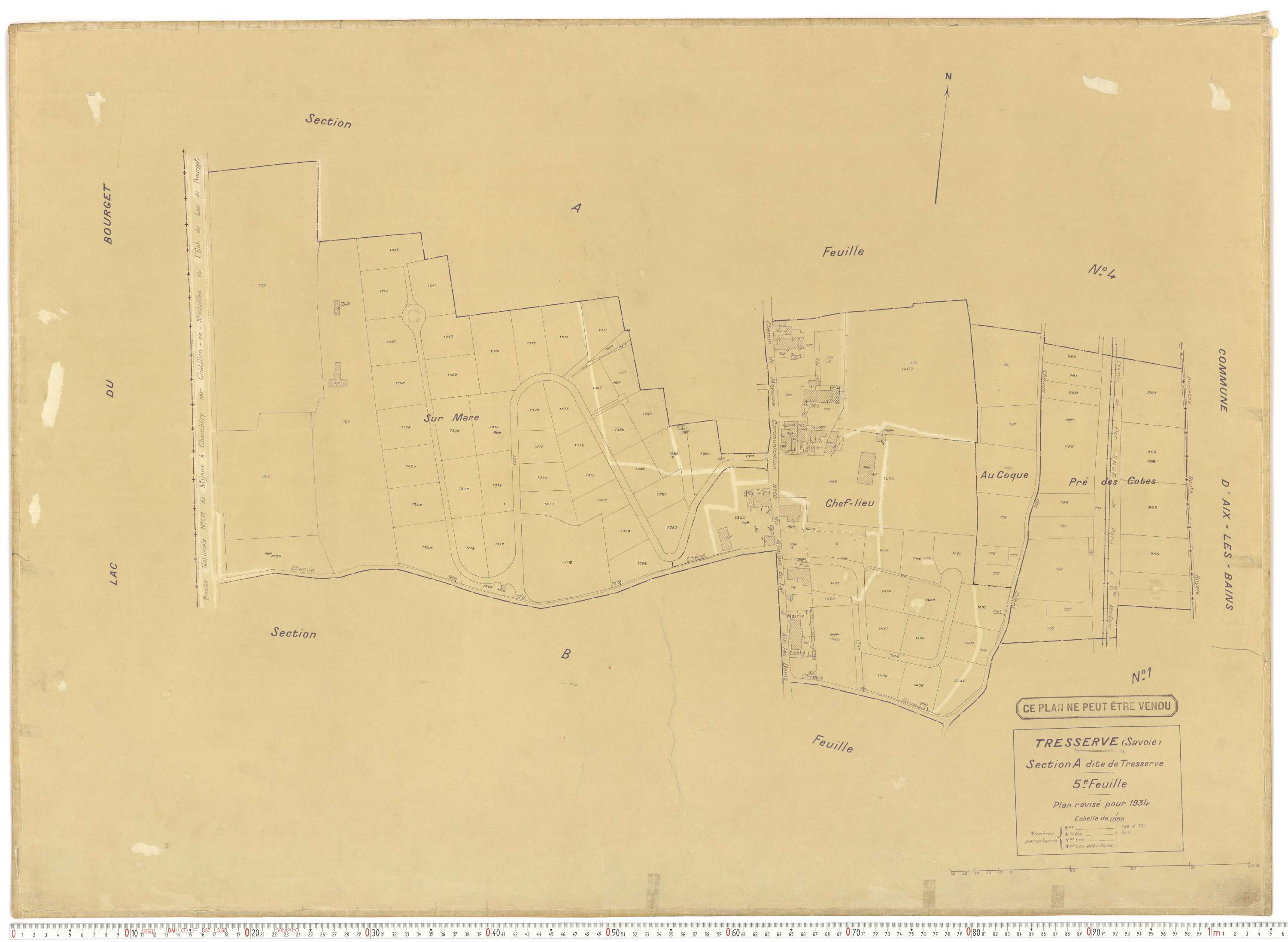 Tresserve - Plans cadastraux du cadastre rénové.