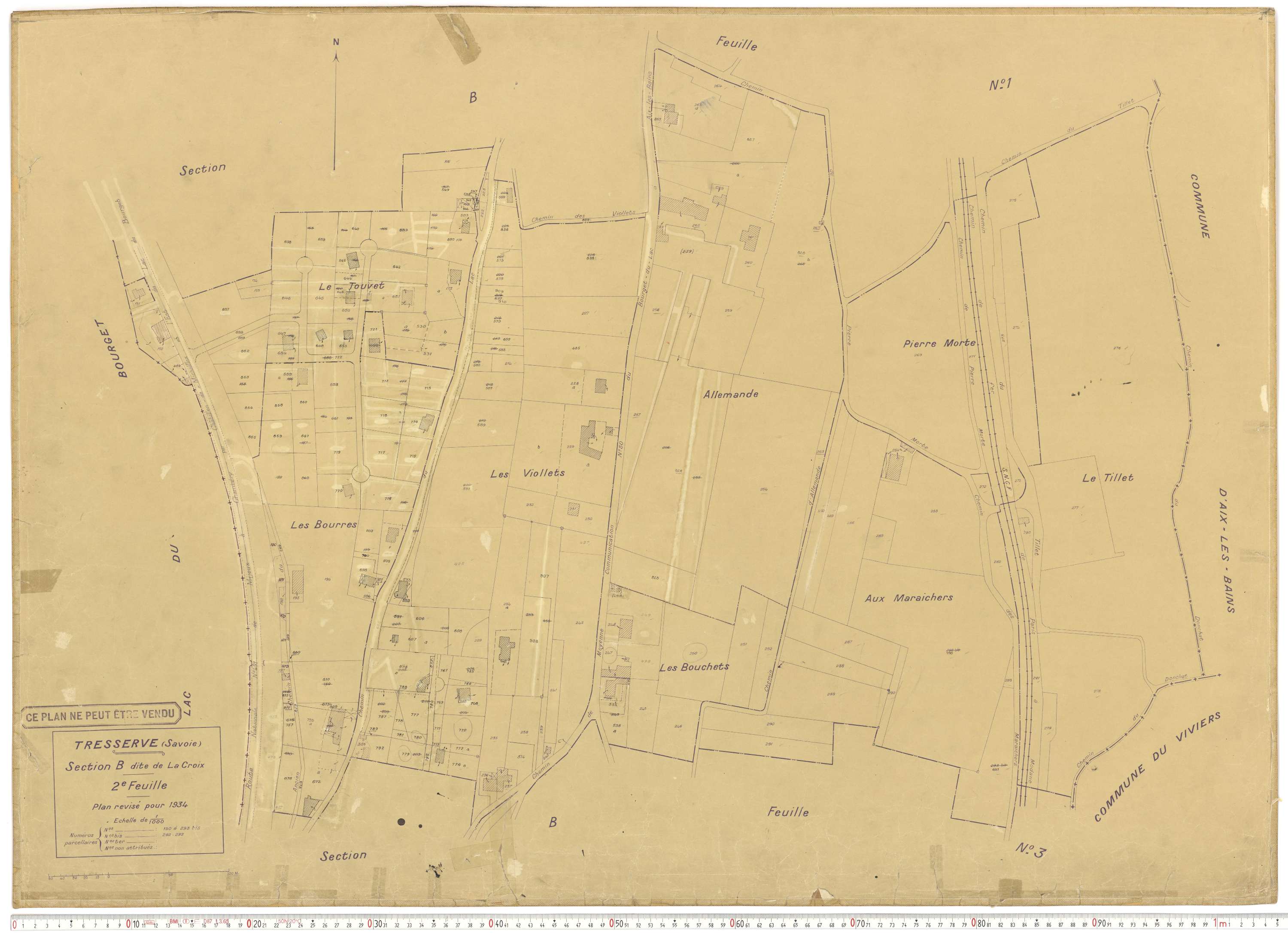 Tresserve - Plans cadastraux du cadastre rénové.
